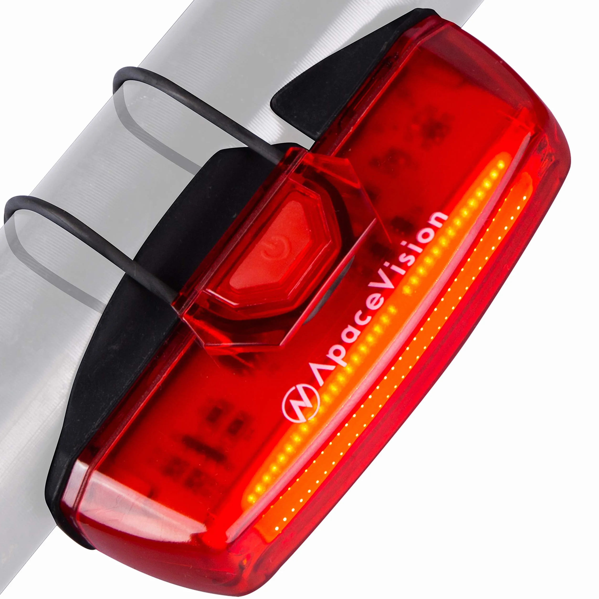 Feu arrière pour vélo rechargeable USB par Apace - Super lumineuse 100 Lumens Lampe arrière vélo ou VTT à LED Se clipse aisément pour servir d’Eclairage arriere rouge pour une sécurité optimale à vélo