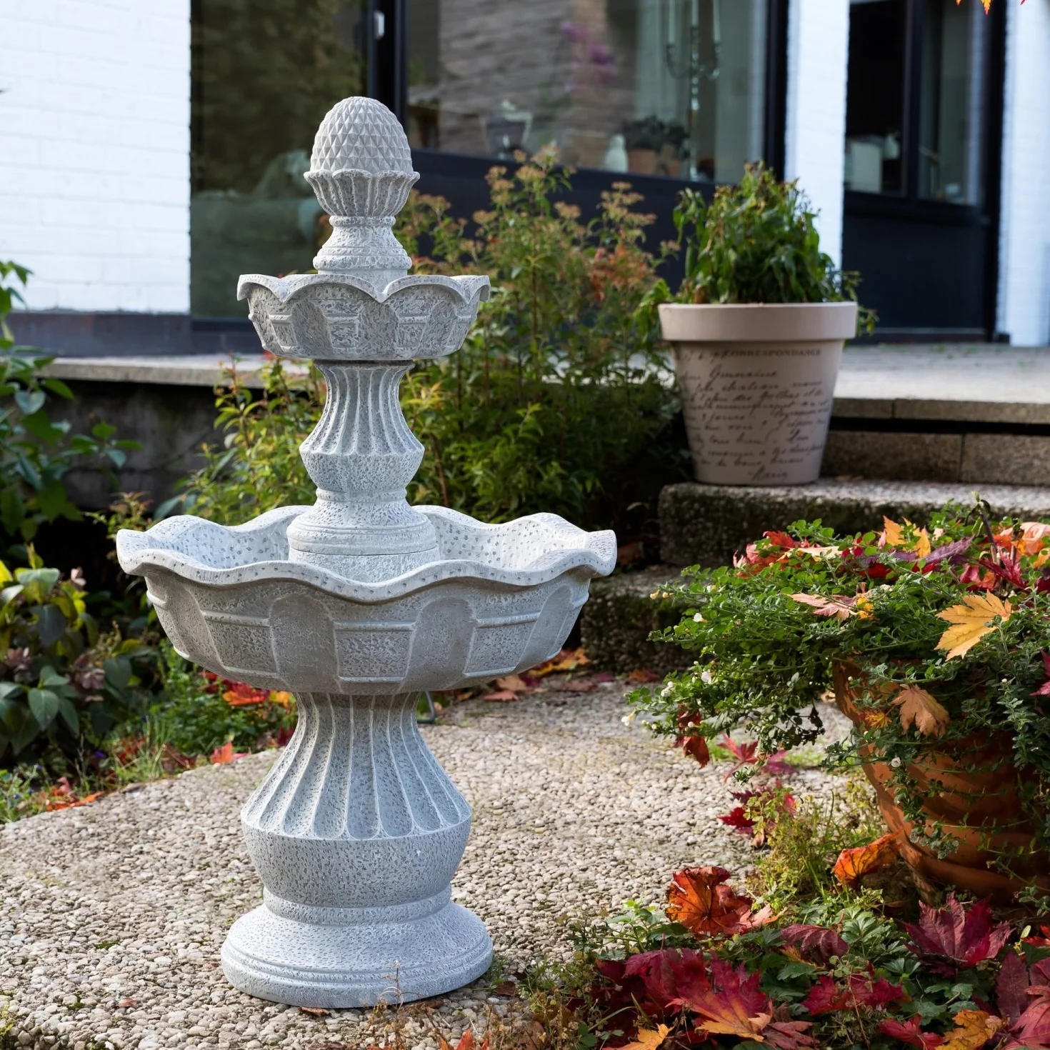 Fontaine de Jardin STILISTA modèle Athene Aspect Pierre 50 x 48 x 85 cm avec Pompe