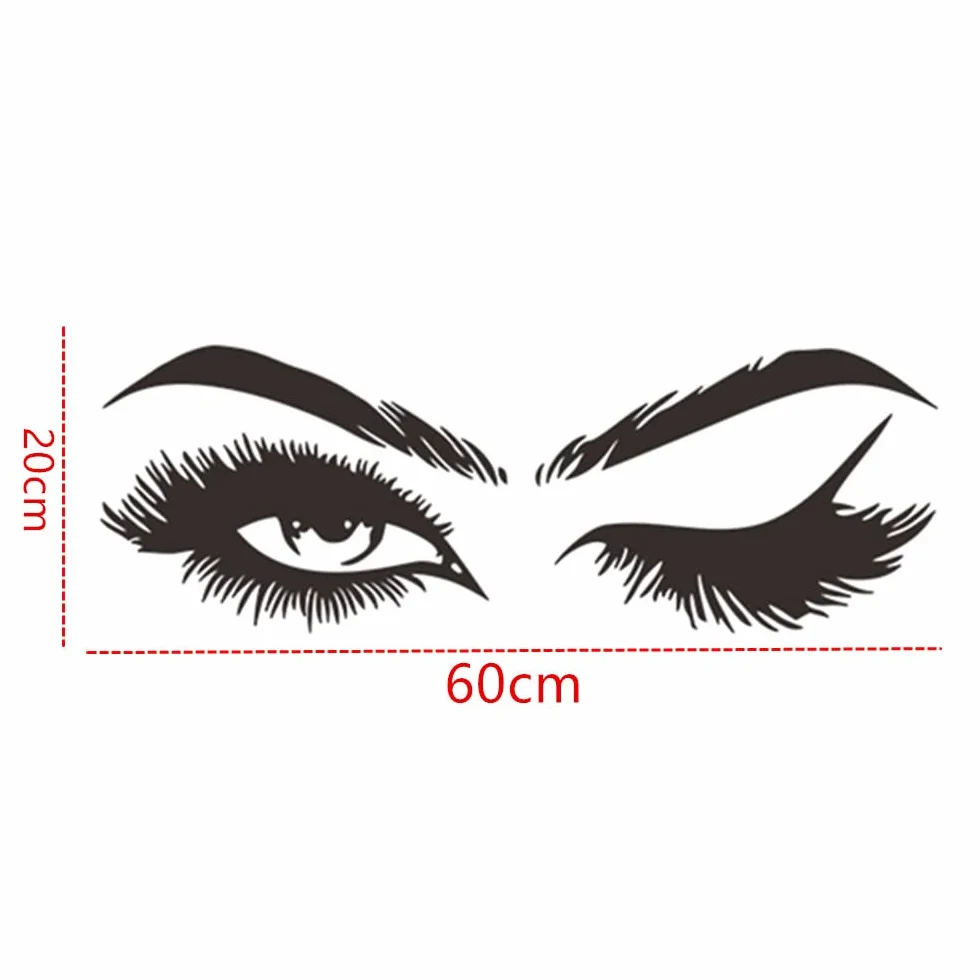 Beaux Cils Sticker Mural Vinyle Autocollant Décoration Murale Noir
