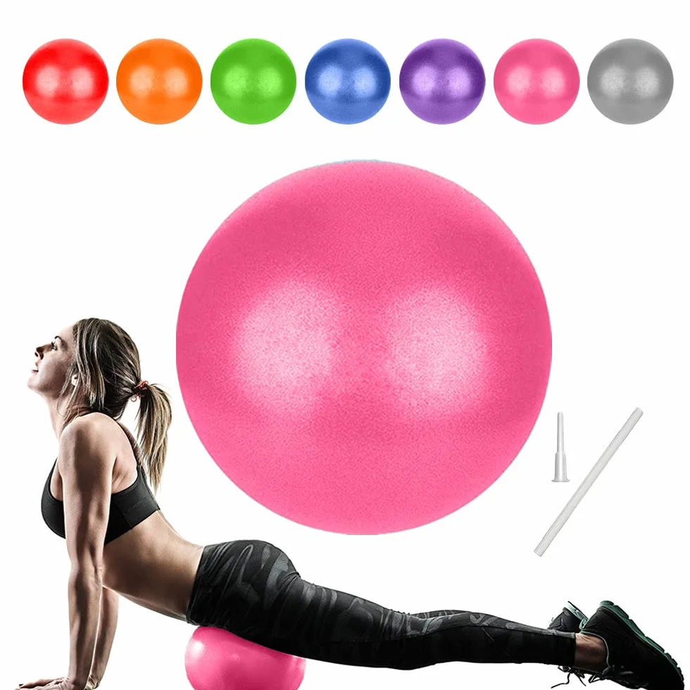 Ballon Pilates 25 cm, Balle Fitness, Ballon Paille, Petit Pilates Ball Plastique, Swiss Ball de Gym Yoga Grossesse Siege Bureau, Formation de Base & Thérapie Physique & Améliorer l'équilibre