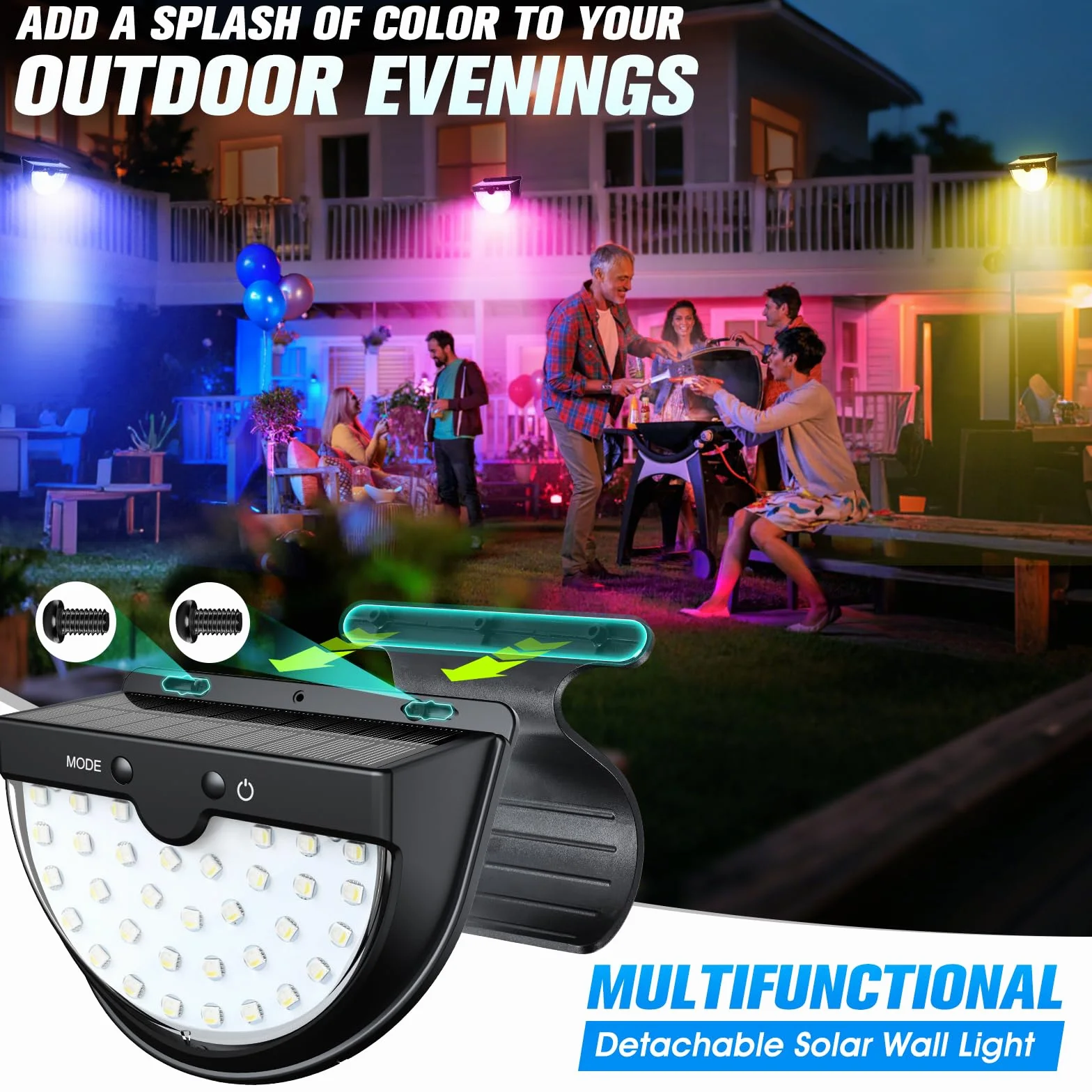 PoolLeader Lumiere Piscine Solaire, Éclairage Piscine Sans Fil LED Multicolore Étanche Antichoc