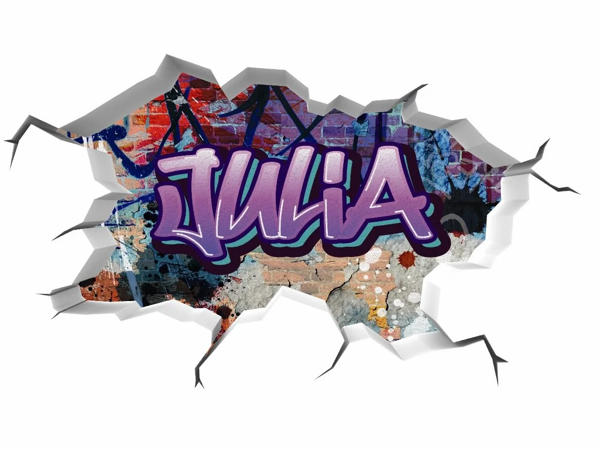 Sticker mural personnalisé prénom 3D graffiti 100x58cm tjapalo® vr201 stickers muraux enfants