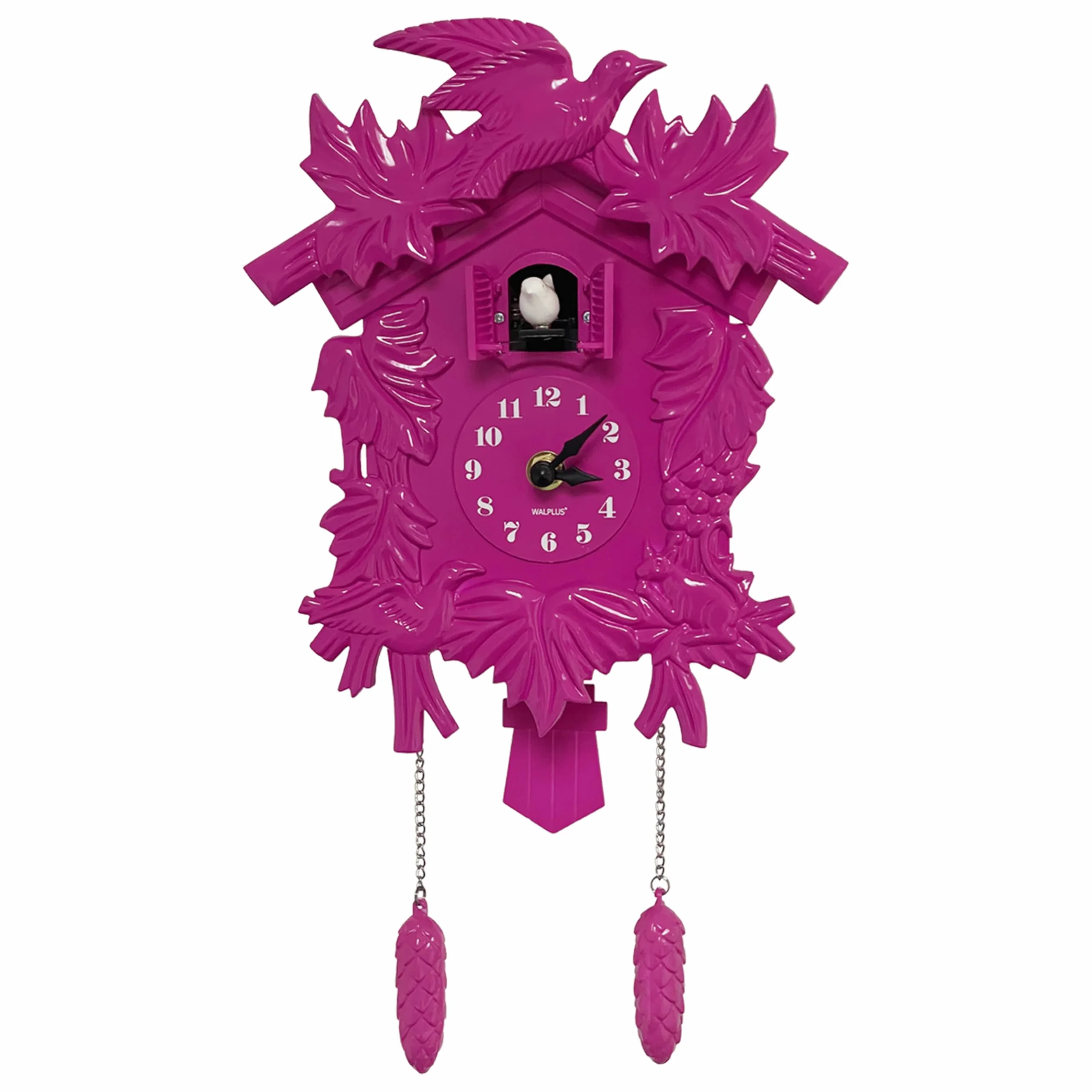 WALPLUS Coucou Horloge Pendules Murales Rose 37x20x10.5cm Plastique PVC