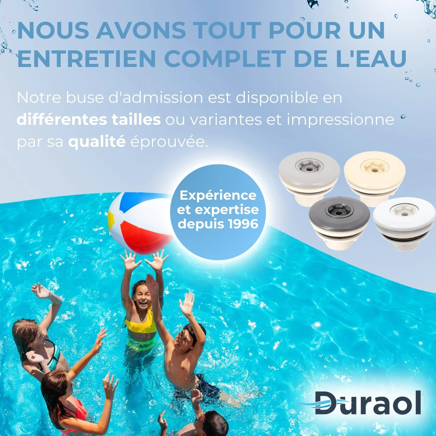 Buse de refoulement sans Grille Anthracite pour Piscine avec Liner, Bassin en Béton ou Polyester