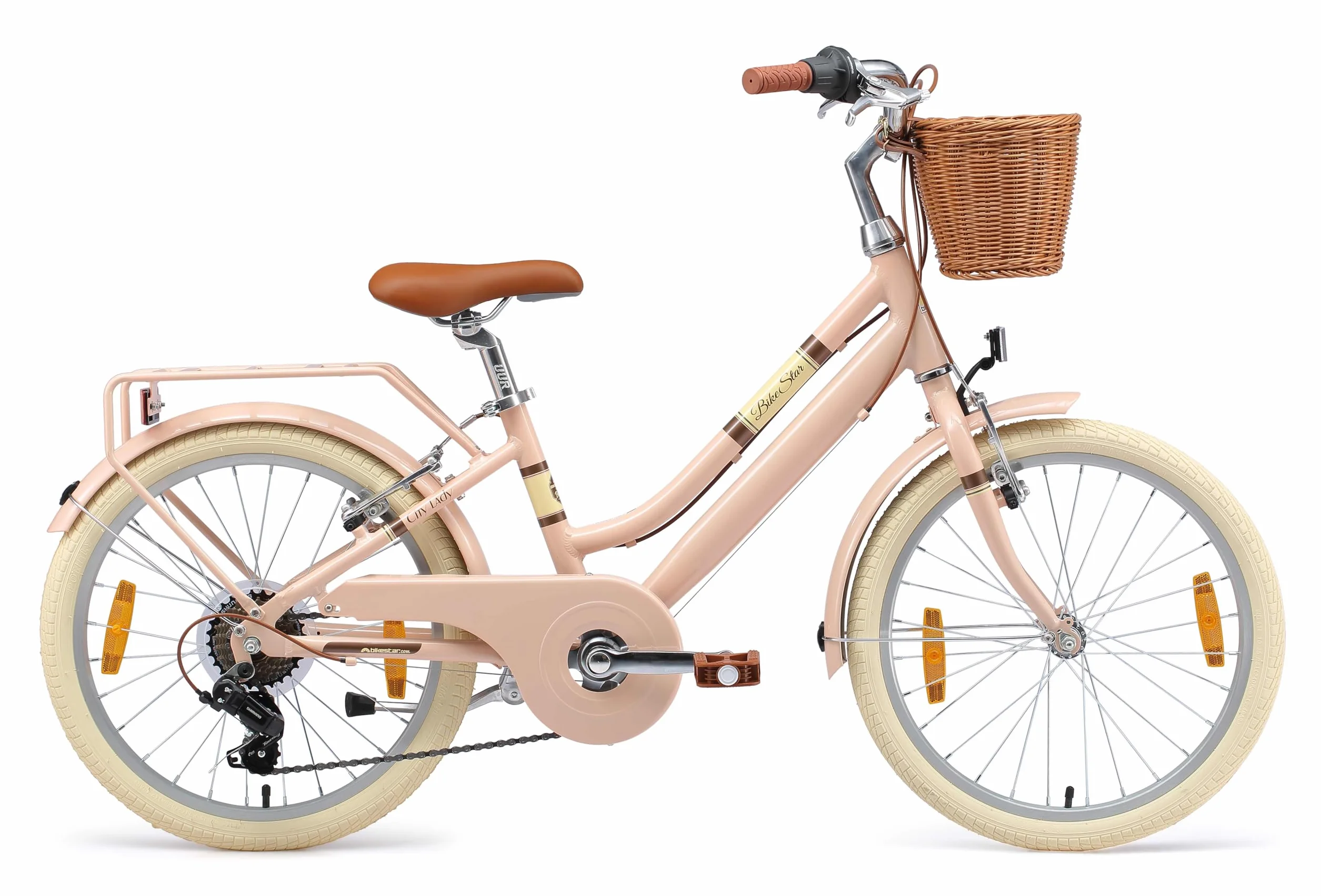 BIKESTAR Vélo pour Enfants en Aluminium 20 Pouces 7 Vitesses Panier Frein en V Vélo rétro de Ville Vélo hollandais