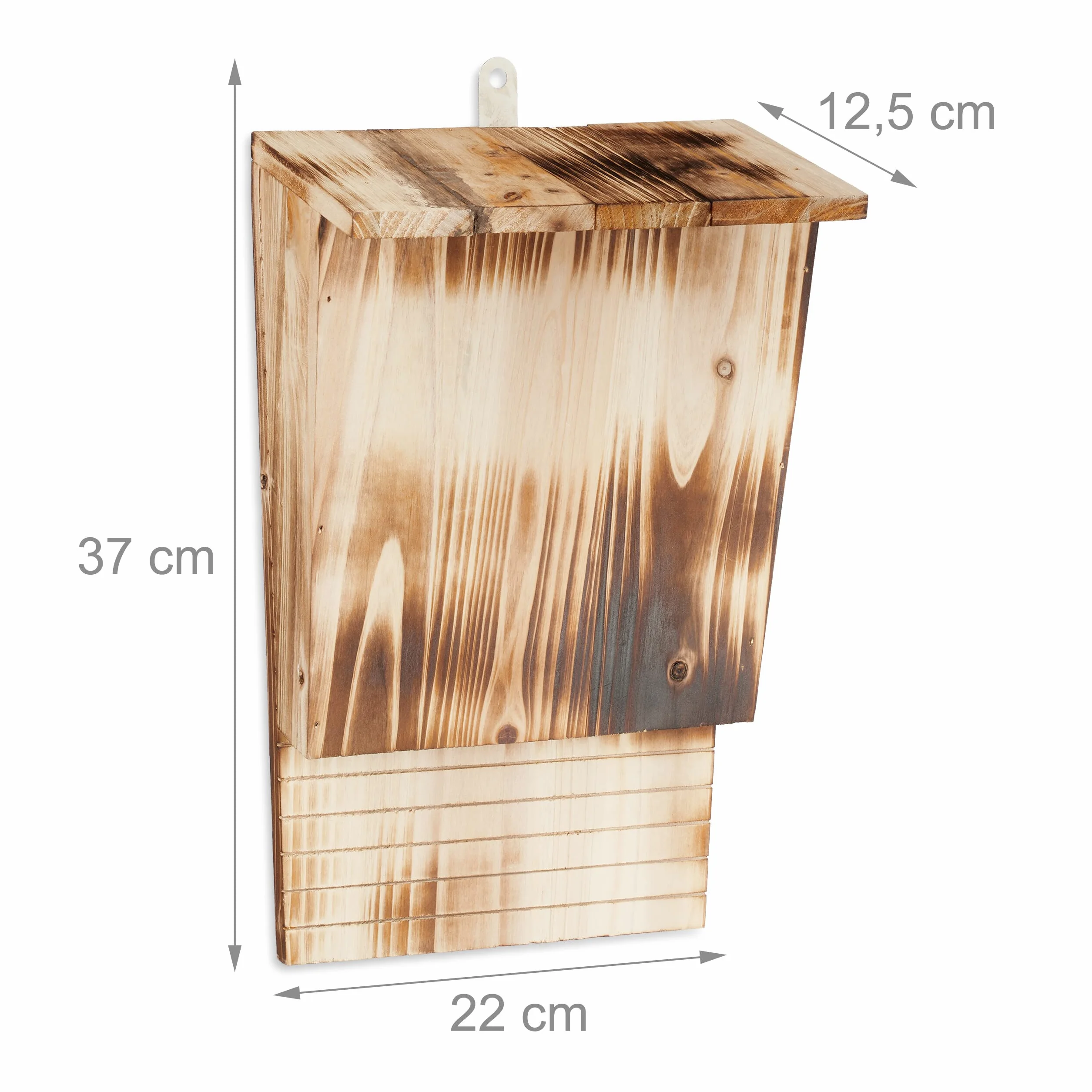 Relaxdays Abri à Chauves-Souris, Nichoir Bois Flammé 37x22x12,5 cm