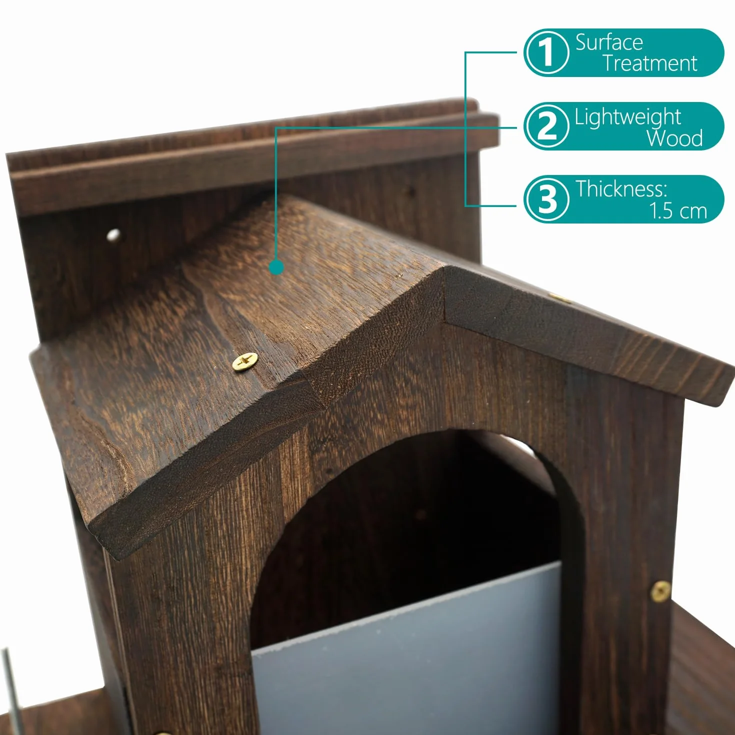 Mangeoire en bois pour écureuils plateforme alimentaire grande capacité durable extérieur gris roux