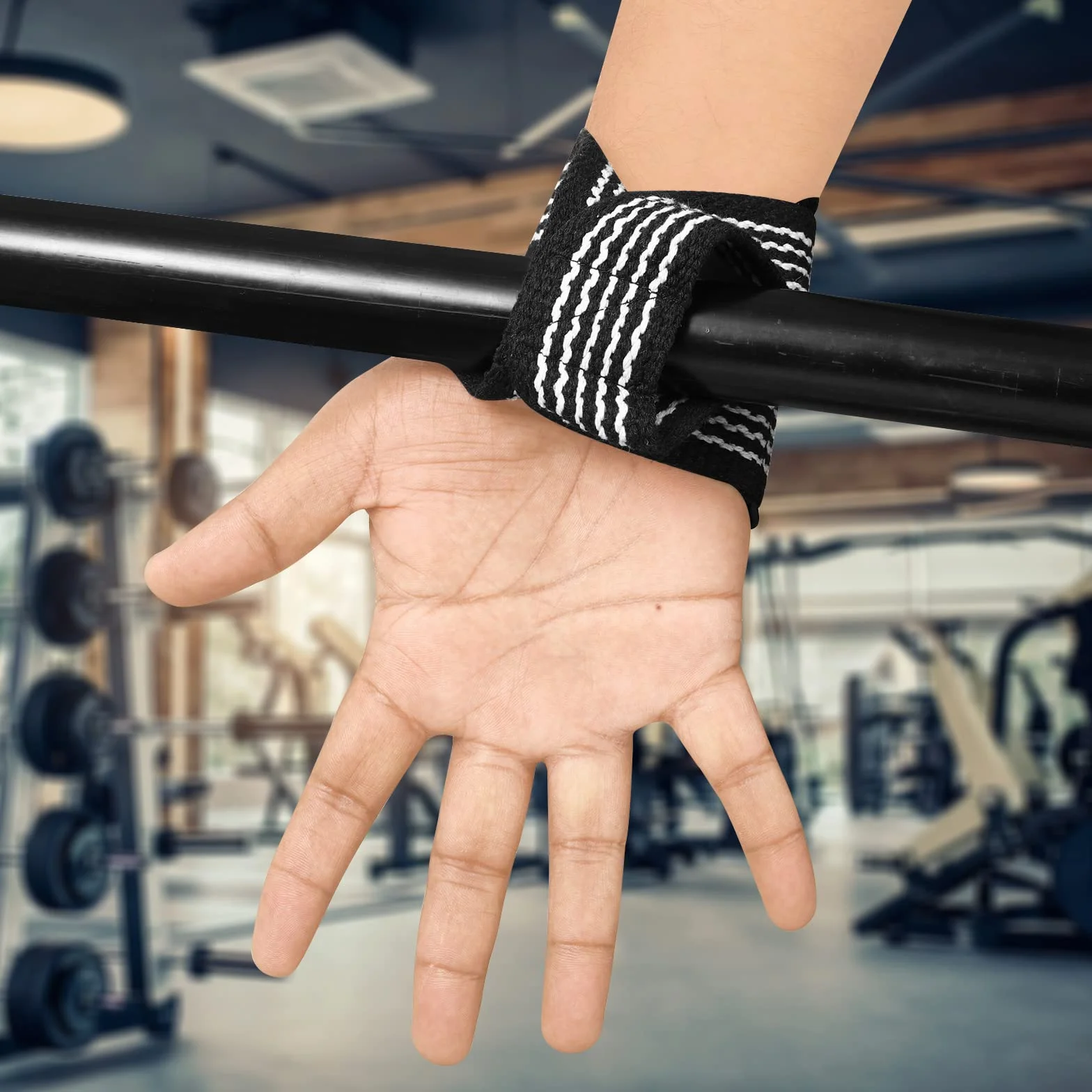 Sangles de levage rembourrées avec poignée en forme de 8 sangles de poignet robustes à double boucle pour entraînement de musculation, barre de main antidérapante pour soulevé de terre, poignets