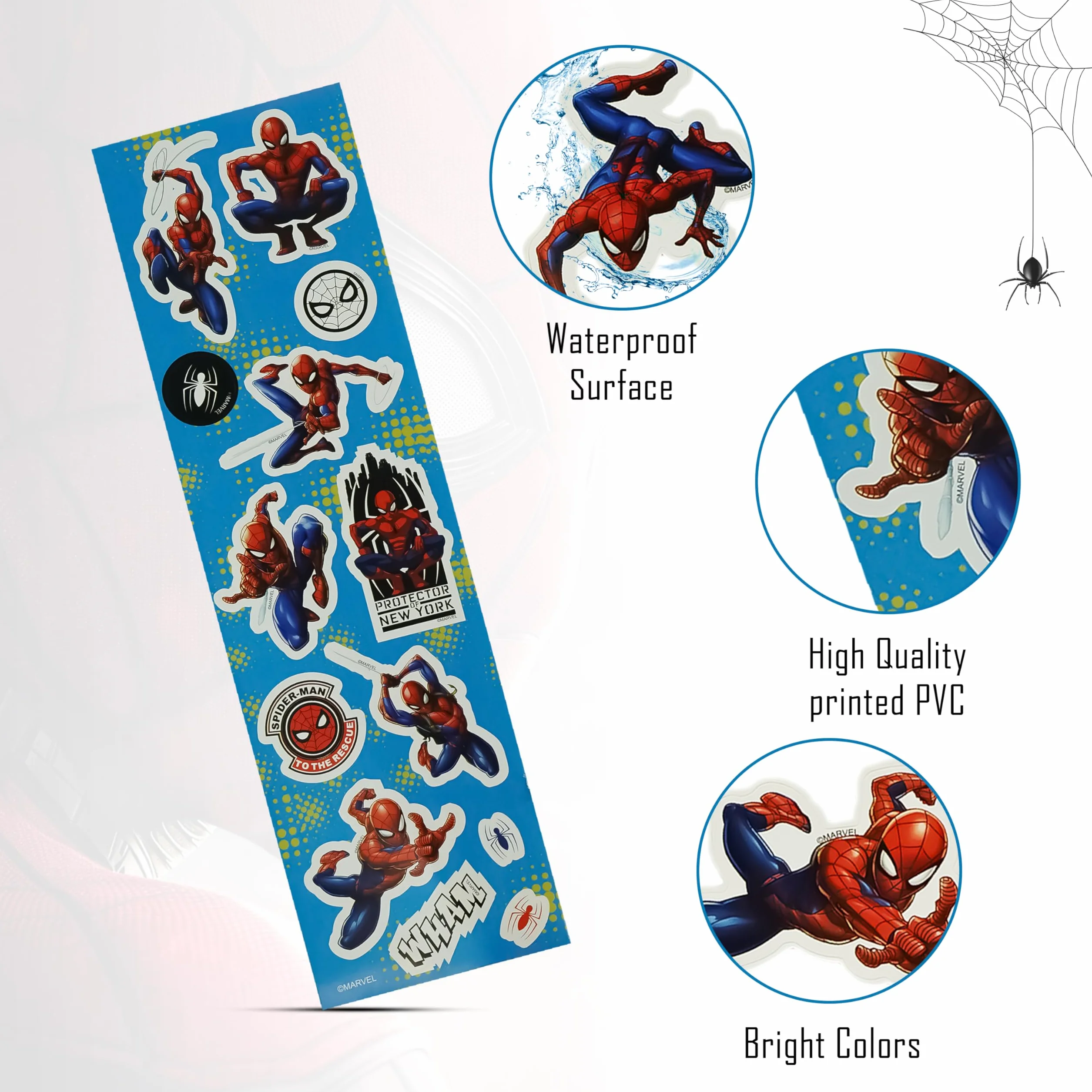 Stickers Spiderman pour enfants, autocollants Marvel pour garçons, décoration murale de fête