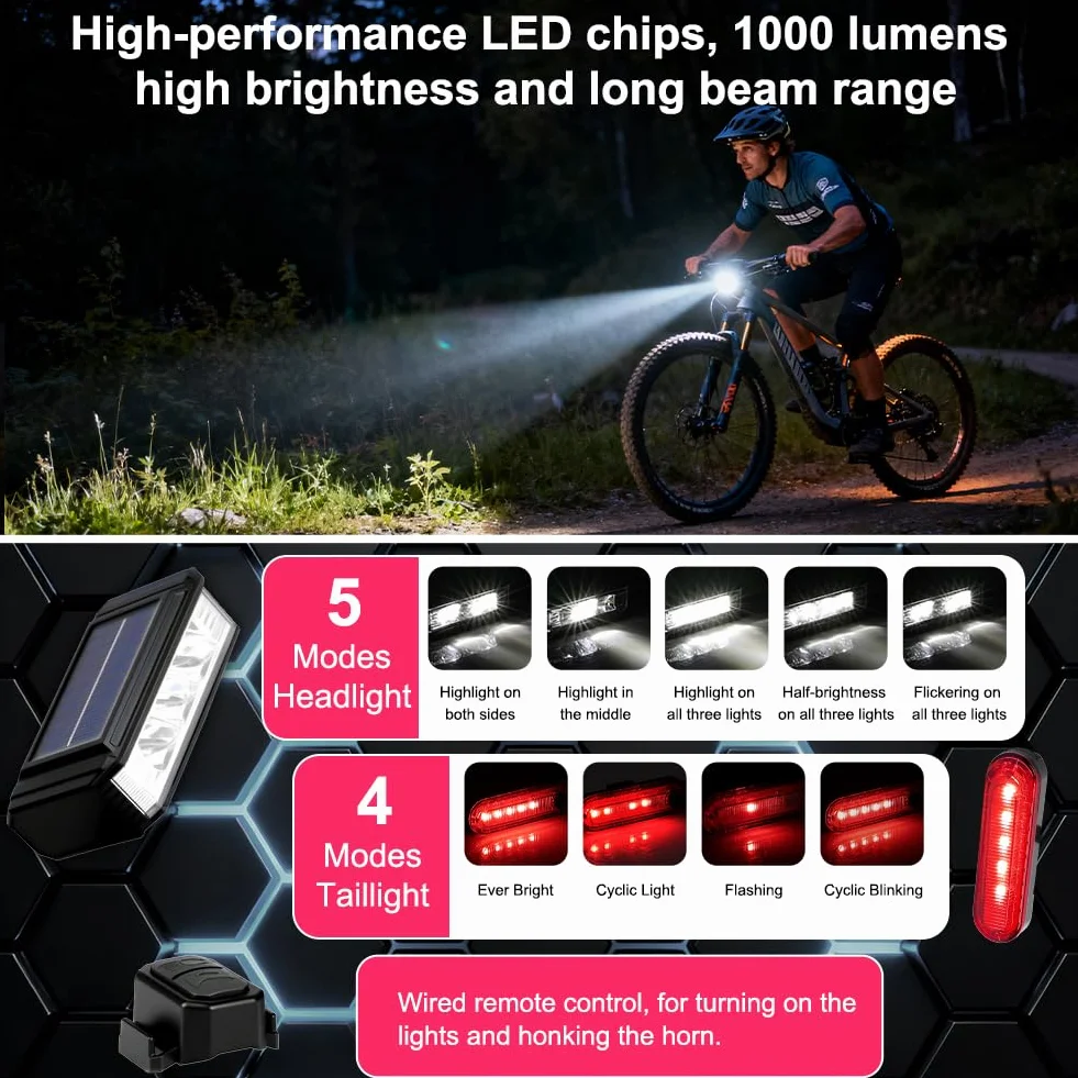 Lumiere Velo Avant et Arrière, Éclairage Avant et Arrière pour Vélo Rechargeable USB, Lampe Velo LED Lumineux, 5+4 Modes pour VTT Course Cycliste Trotinette Électrique