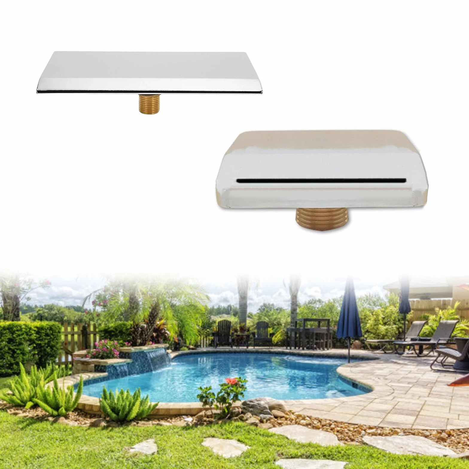 Buse de sortie cascade murale en acier inoxydable pour piscine baignoire