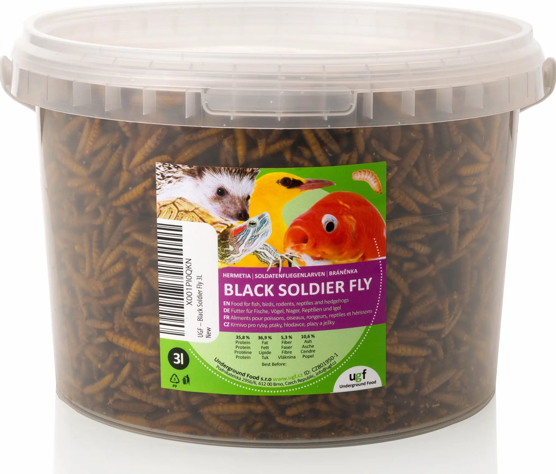 UGF Hermetia Mieux Que Les vers de Farine séchés 430 g Seau 3 litres 85 Fois Plus de Calcium Friandises pour Oiseaux Sauvages