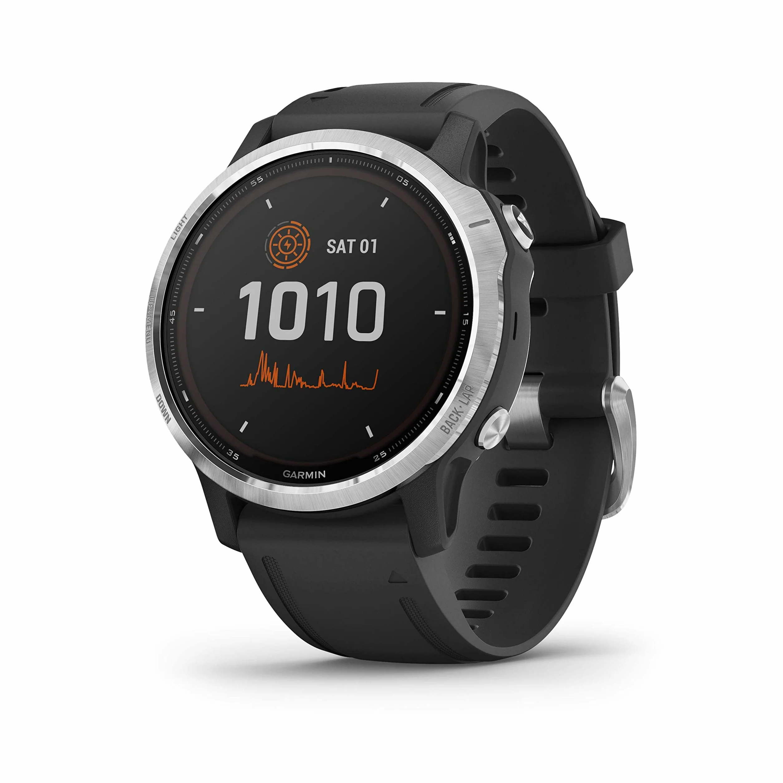 Garmin Fēnix 6S Solar Montre GPS multisports à énergie solaire argent bracelet noir