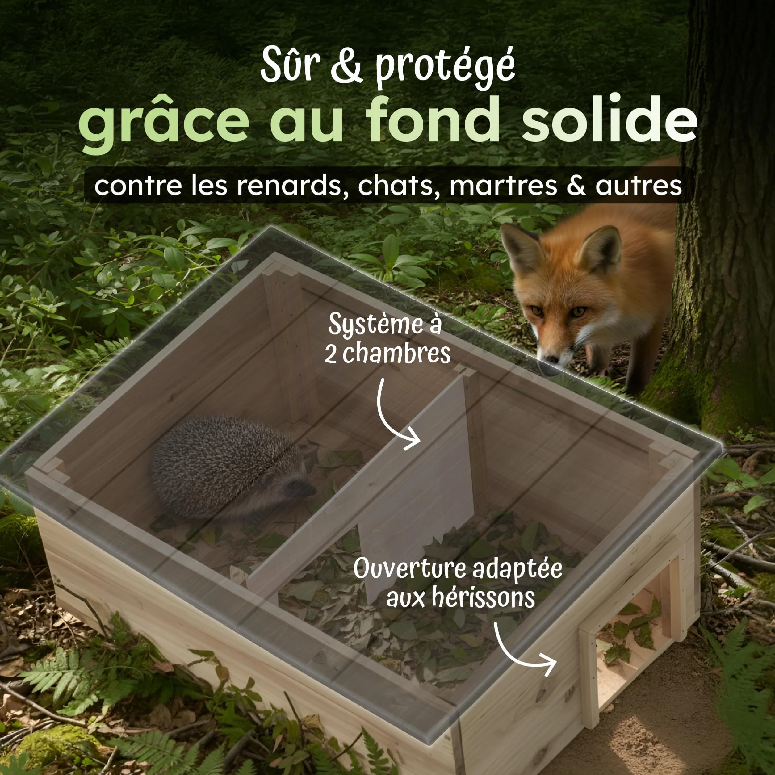 Moorland Cabane pour Hérissons en Bois FSC 54×38 cm – Maison Herisson Extérieur avec Toit Amovible Anthracite & Entrée Labyrinthe – Modèle IH5