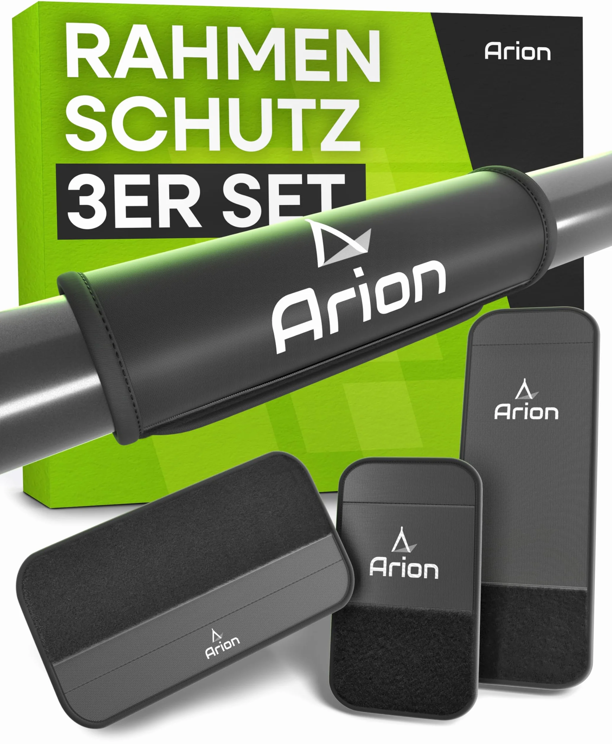 Arion Lot de 3 protections de cadre de vélo I Protection de transport compatible avec porte-vélos Thule I Cadre de protection en carbone I Remorque de vélo électrique Accessoires I Fixation