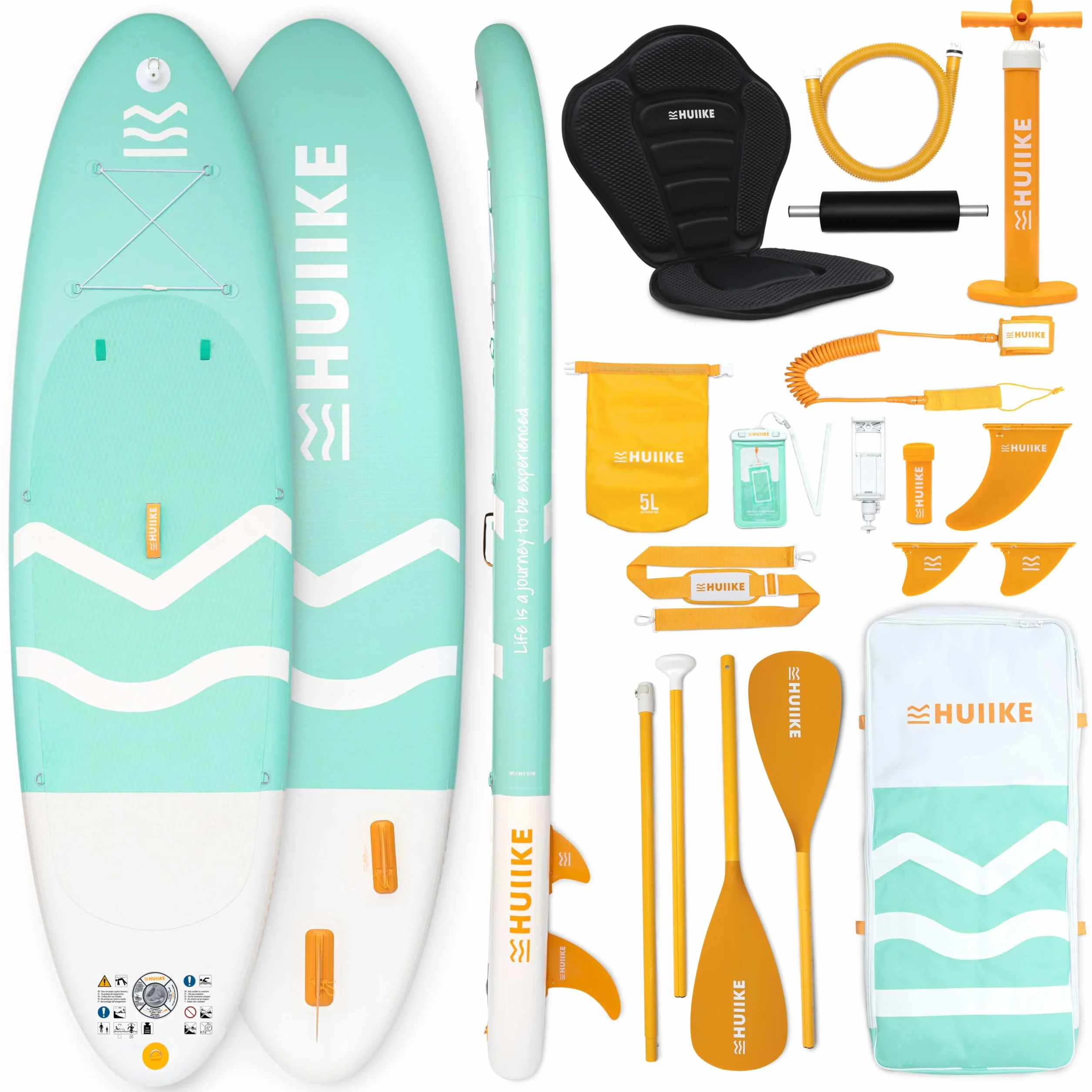HUIIKE Paddle Gonflable Adulte avec Accessoires Inclus, Pagaie, Ailerons, Pompe. Planche de Stand Up Paddle Grande Stabilité et Résistance. 305 x 84 x 15 cm, Jusqu'à 130 kg