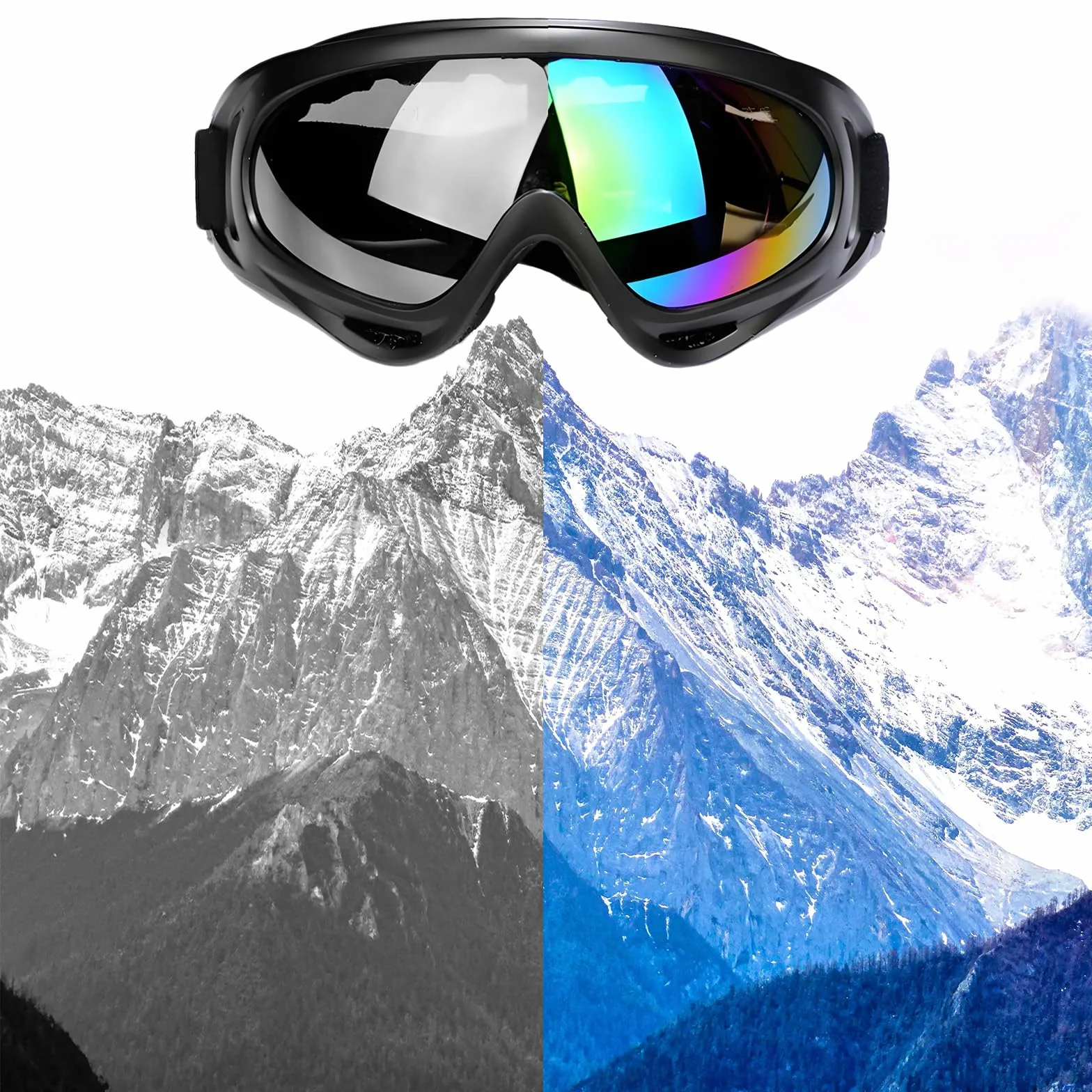 Lunettes De Ski 2 Pièces Masques De Snowboard Motoneige Moto Rembourrage En Mousse Hommes Femme
