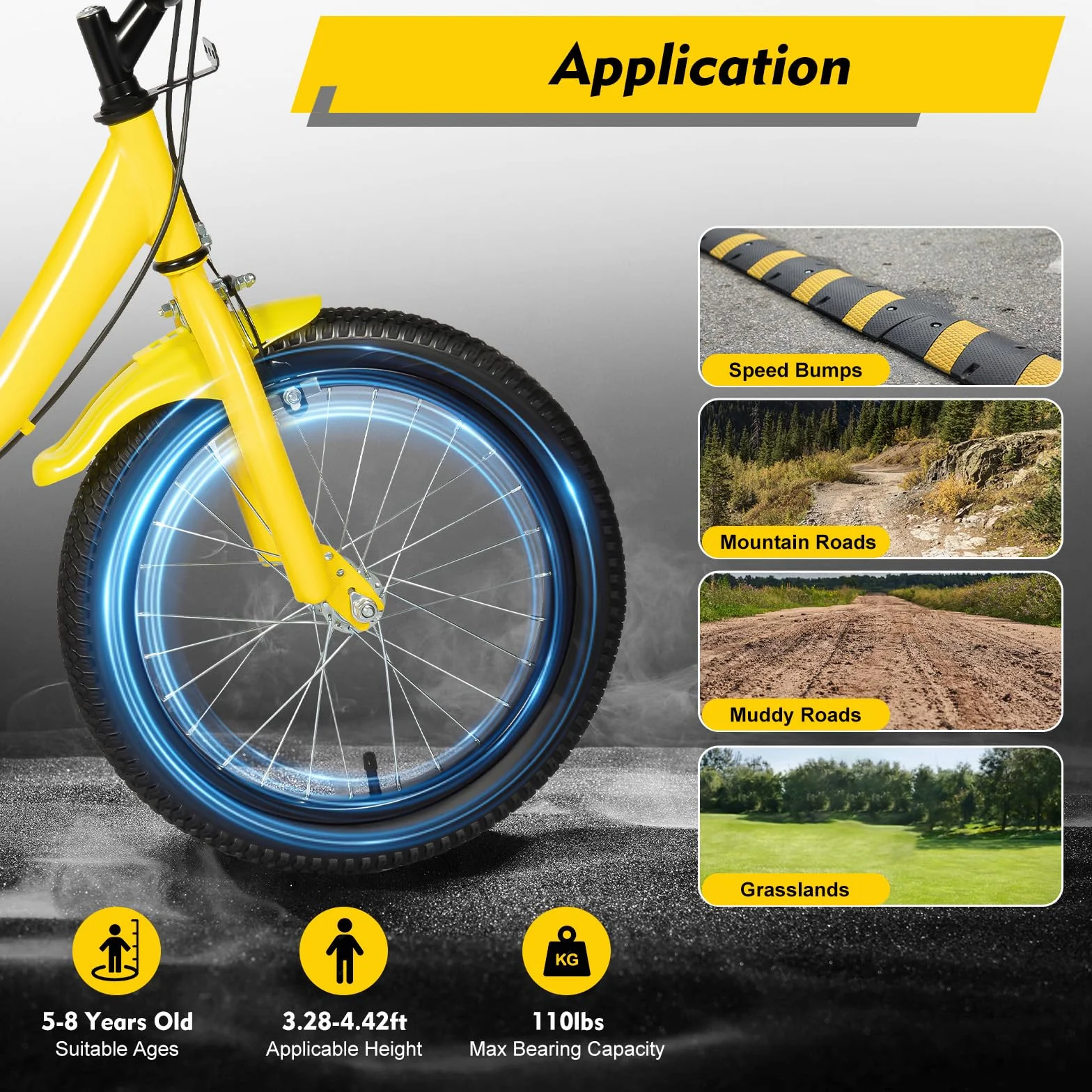 Vélo enfant de 16 pouces pour garçons et filles de 5 à 8 ans - Hauteur réglable - Avec roues stabilisatrices - Alliage d'acier au carbone