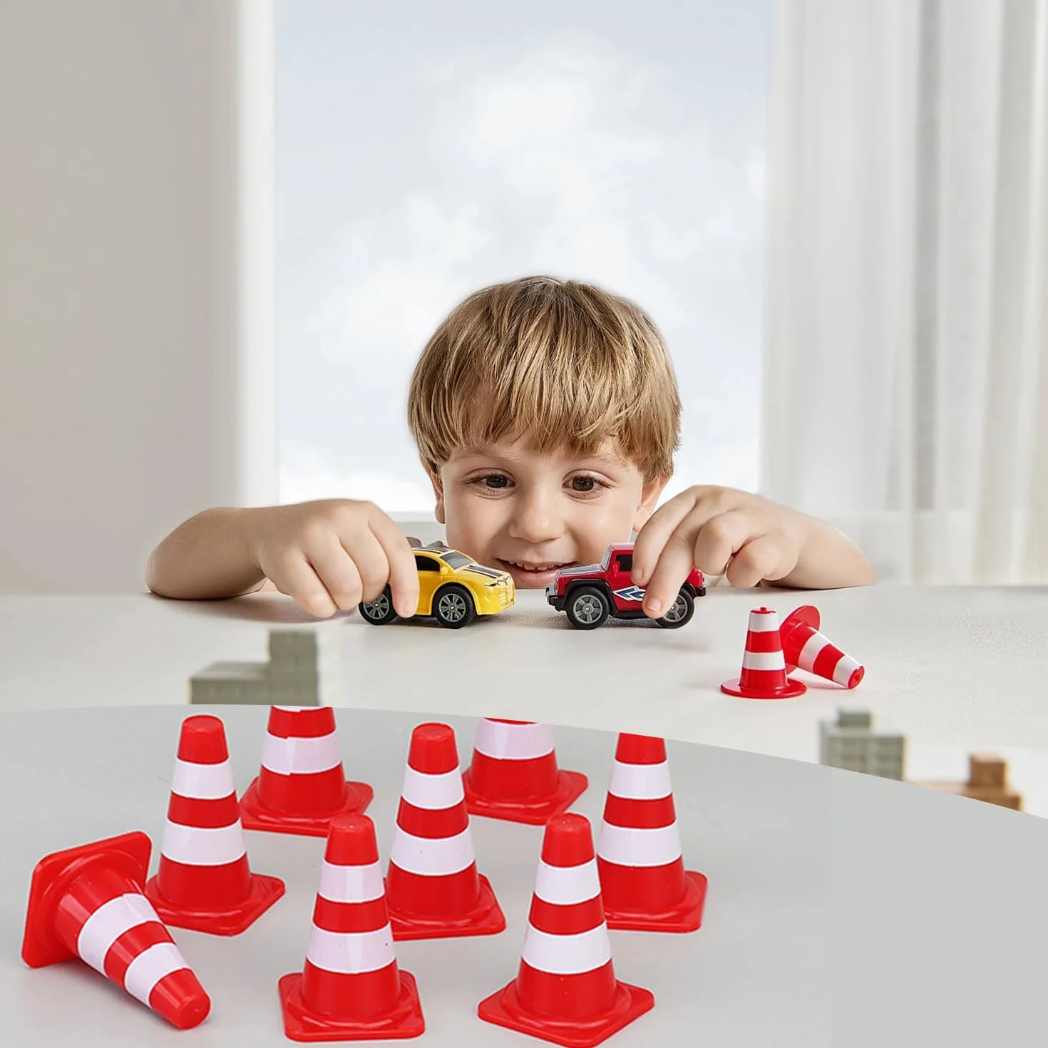 Mini Cônes de Signalisation en Plastique 30 Pièces pour Enfants Jeu de Construction