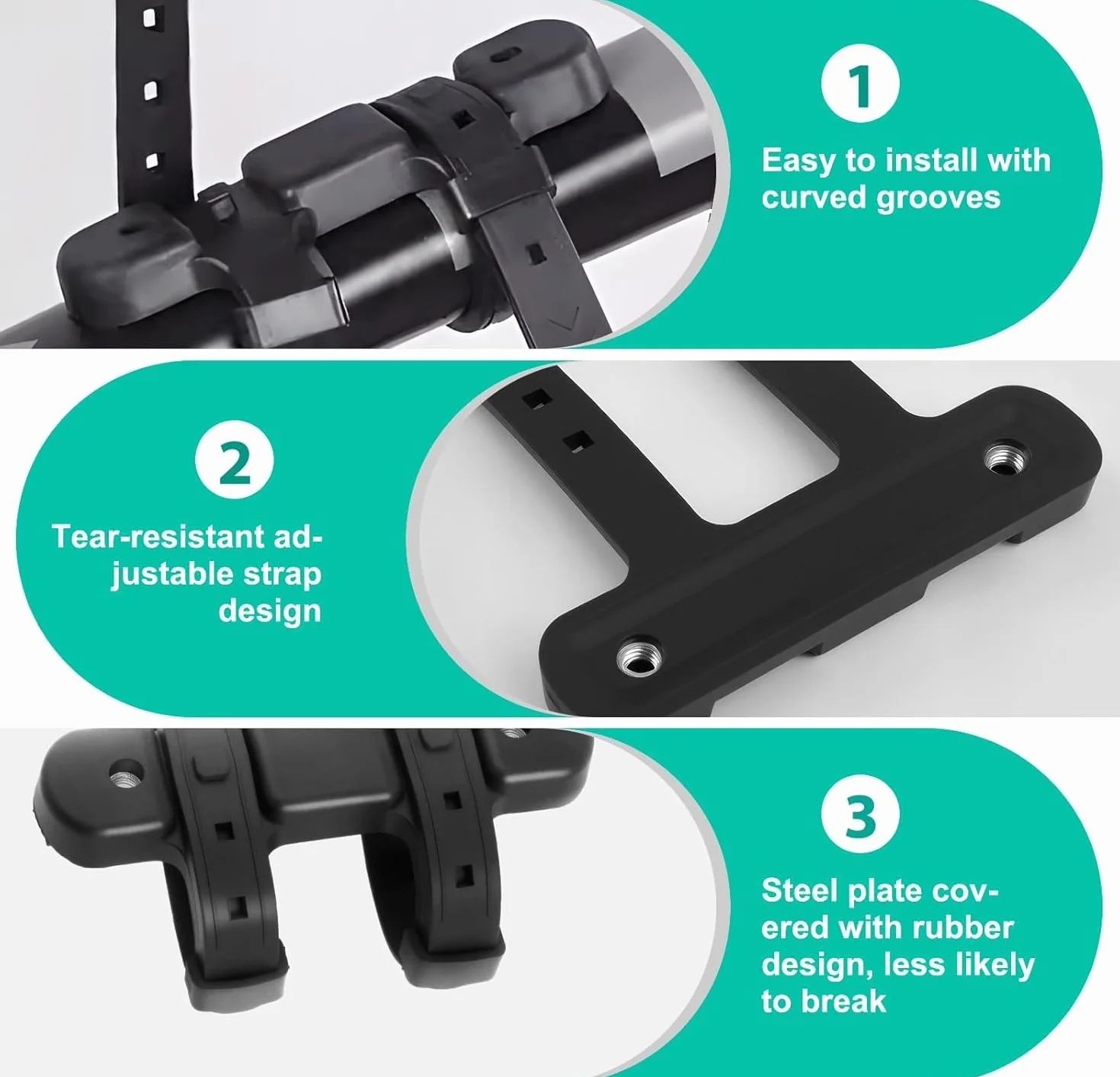 MEISO Support Adaptateur Porte Bidon Velo Universel, Bicyclette VTT Support Adaptateur pour Porte Bouteille, Accessoires d'Équitation avec Sangle Antidérapante, Installation Facile, Noir