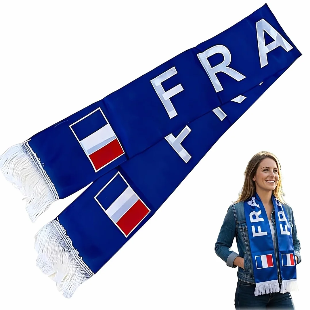 Echarpe France Bleu Blanc Rouge, Echarpe Supporter Stade Football, Accessoire Fan pour Coupe du Monde 2026,B
