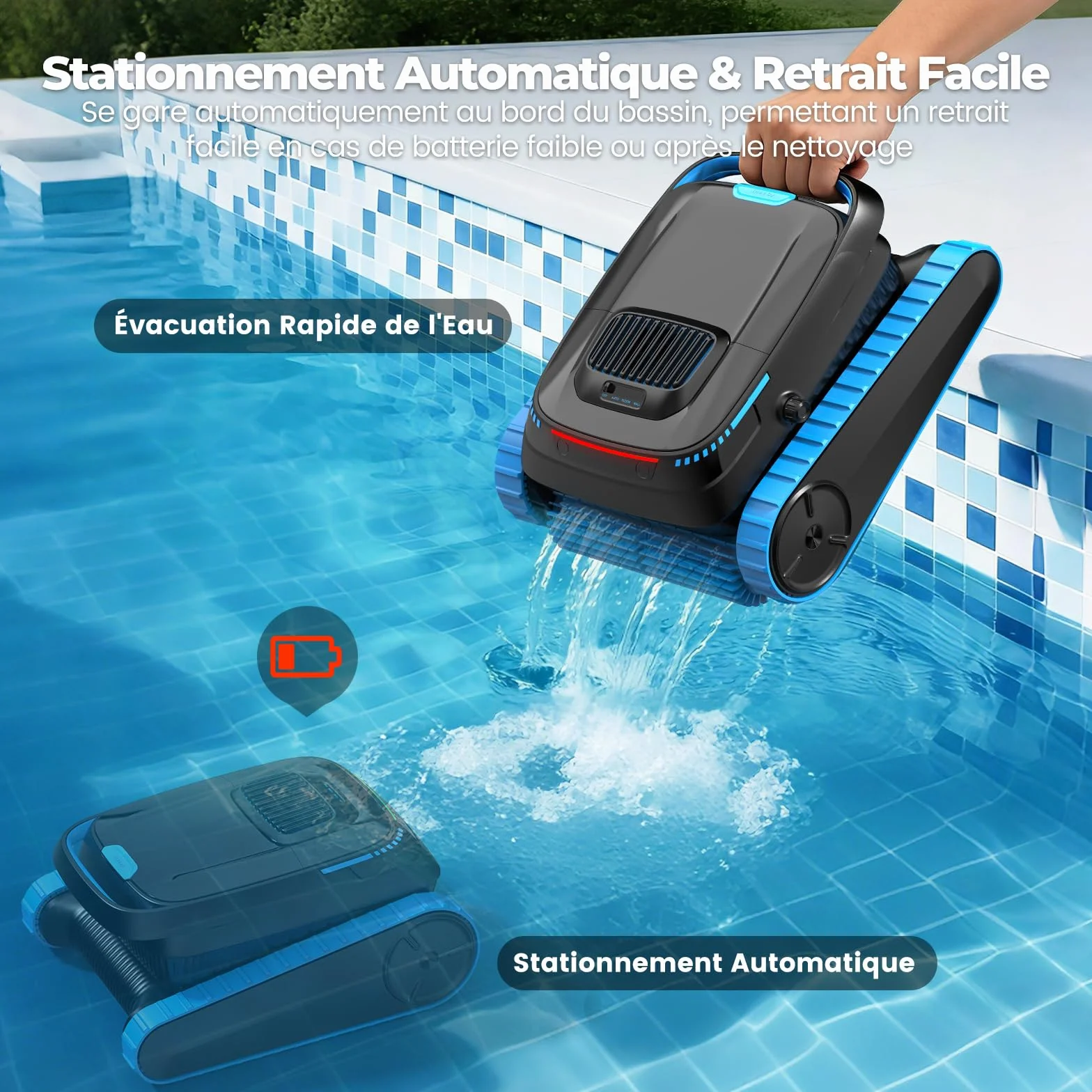 Robot de Piscine PC20 Sol et Paroi, Nettoyage Ligne d'eau, Aspirateur Puissant 18927 L/H, Contrôle par App, pour Piscines jusqu'à 170㎡