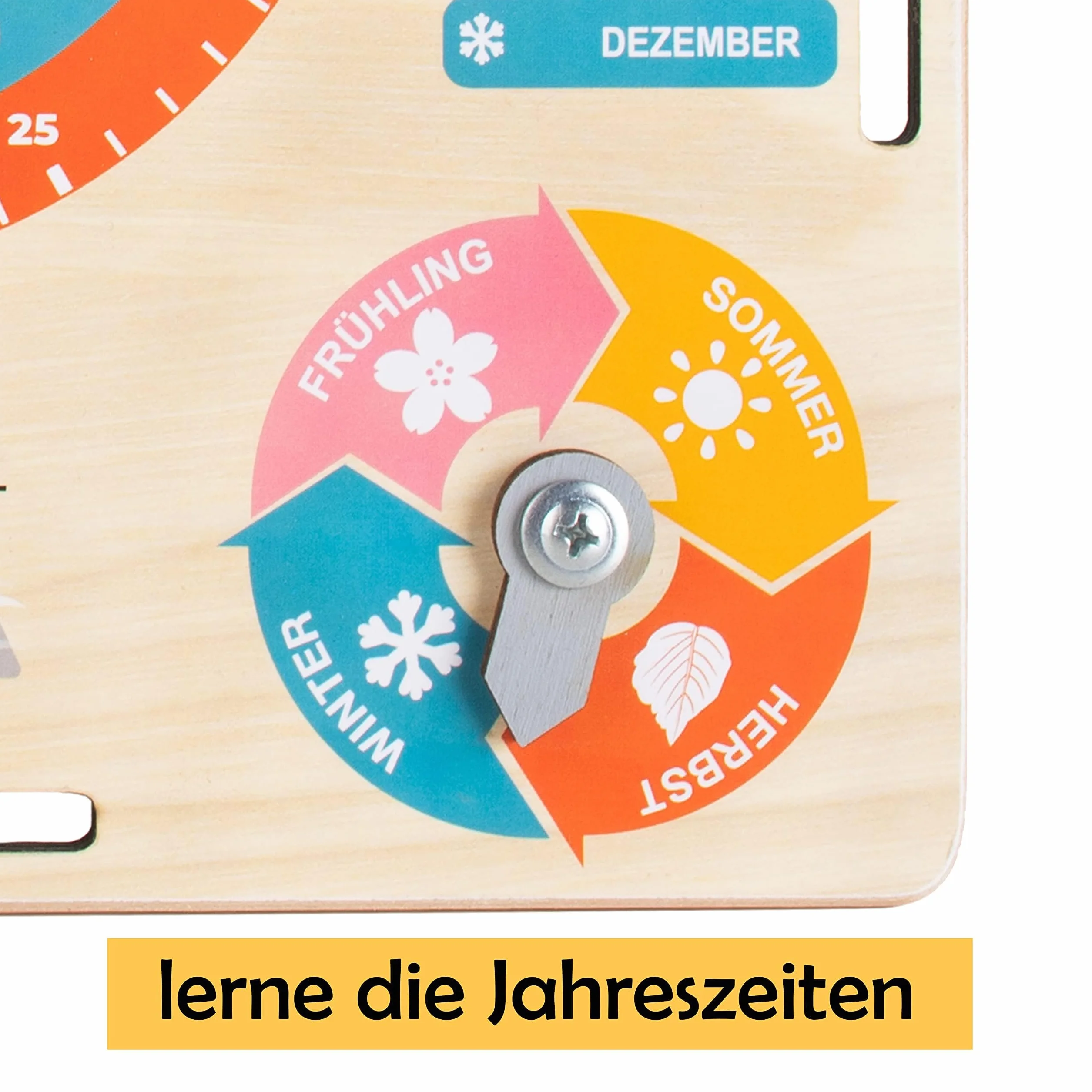 FANCY Jouet en bois Horloge éducative pour enfants Calendrier allemand apprentissage heure date jours semaines mois saisons météo