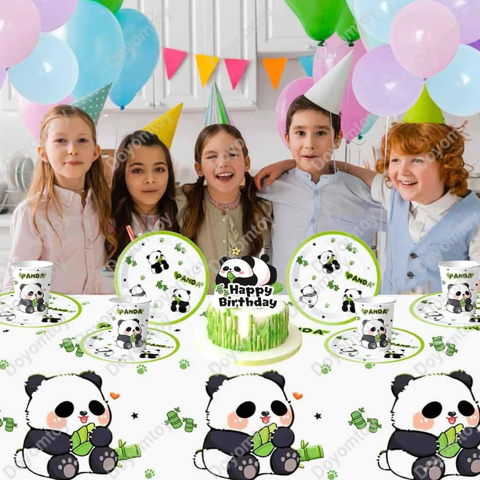 Vaisselle de Fête Panda Anniversaire Set Assiettes Papier Serviettes Tasses 20 personnes