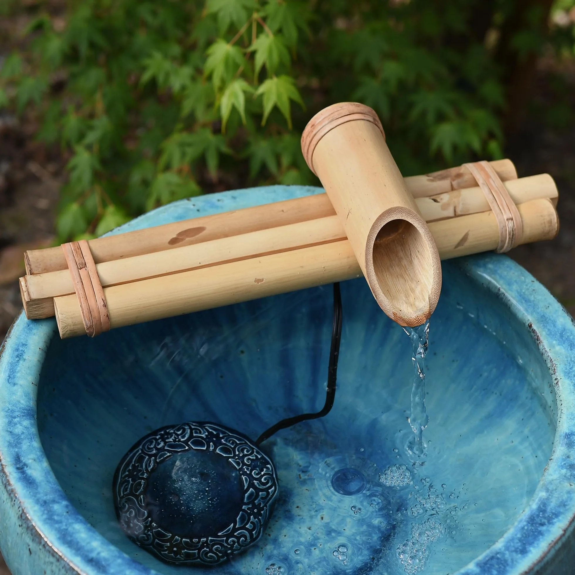 Kit Fontaine à Eau Zen Bamboo - Fontaine Trois Bras 30 cm Résistant aux Fissures pour Oasis DIY