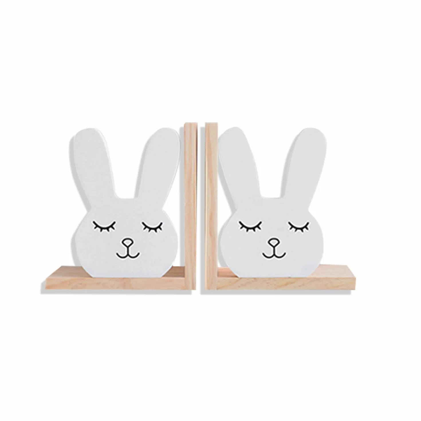 Nacnic Serre-Livres en Bois Lot de 2, Lapin, Décoratif pour Maison Enfants
