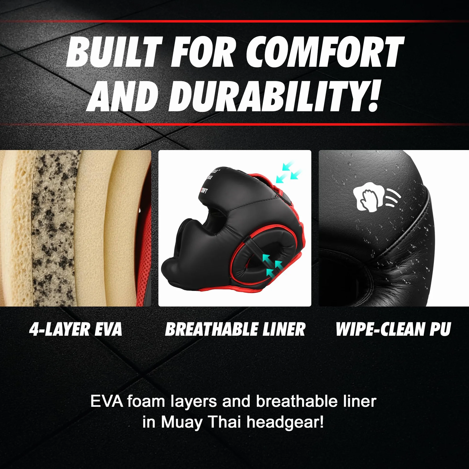Casque de Boxe Taille M – Protection intégrale pour entraînement et Sparring, MMA, Muay Thai & Kick Boxing – Mousse EVA 4 Couches, Cuir PU Premium, Vision 180°, Sangle réglable, Respirant