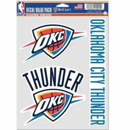 WinCraft NBA Oklahoma City Thunder Lot de 3 autocollants multi-usage pour fan Couleurs de l'équipe Taille unique