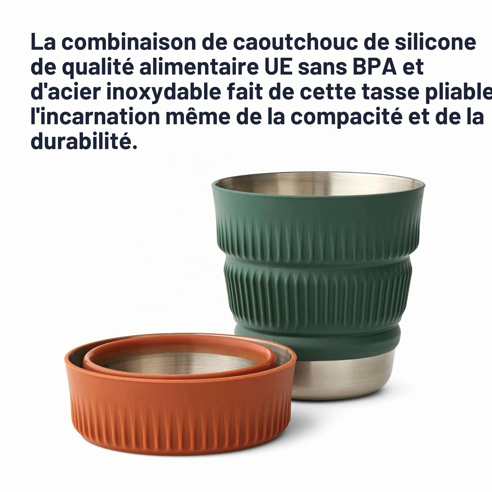 Sea to Summit Detour Tasse de camp pliable en acier inoxydable, 473 ml, couronne de laurier vert