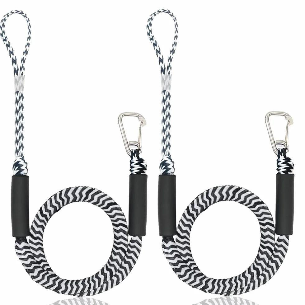 Corde d'amarrage, Accessoires Bateau Dock, Double Corde de Dock Tressée, Corde de Dock avec Crochet Corde d'amarrage pour Bateaux, Kayak, Jet Ski, Ponton, Canoë (Blanc)