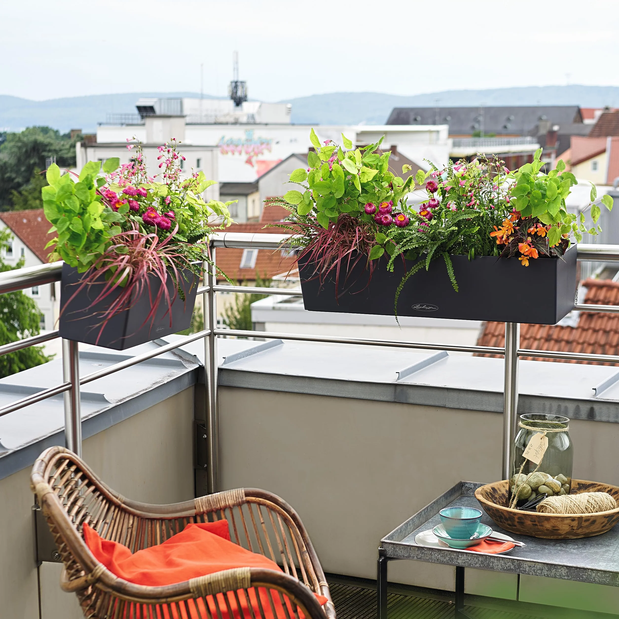 Lechuza Balconera Color 80 Kit Complet, Plastique, Gris Ardoise, 79 x 19 x 19 cm