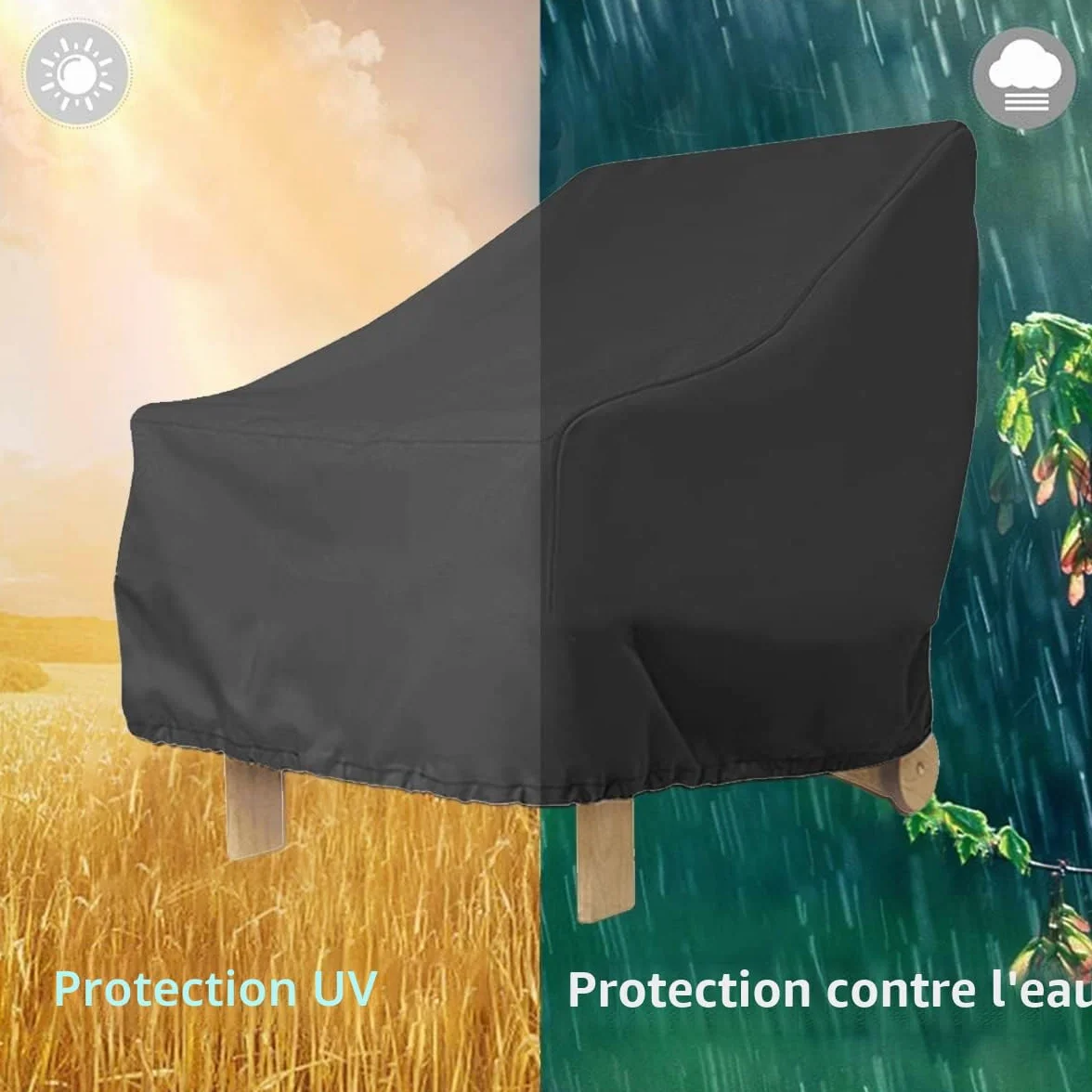 Housse de protection pour meubles de jardin 210D 80 x 85 x 91 cm imperméable coupe-vent UV résistante aux déchirures Noir