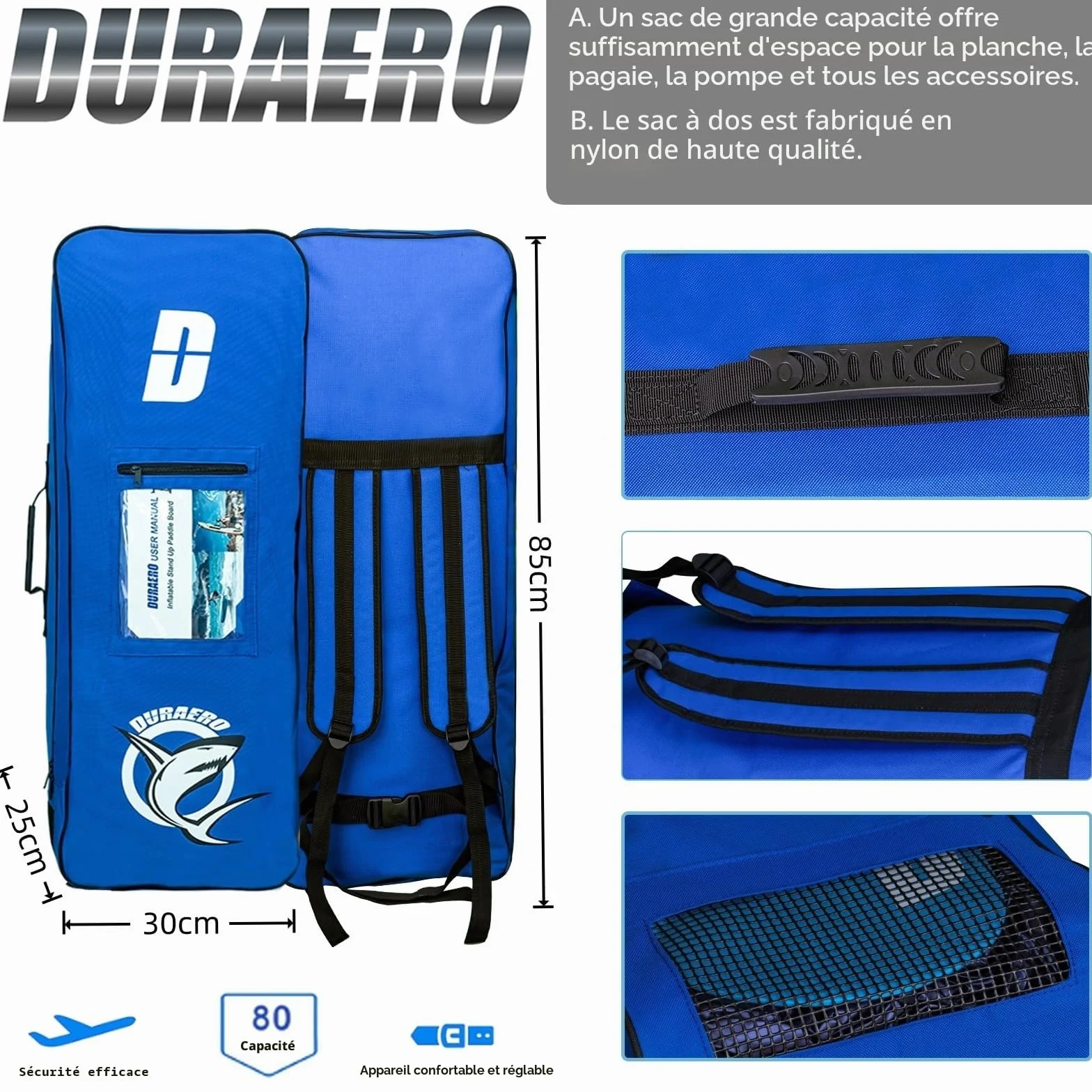Planche de Stand up Paddle Gonflable, 330 x 76 x 15 cm, siège de Kayak, capacité de Charge jusqu'à 150 kg, Support pour caméra, Kick-Pad intégré, 3 ailerons, pagaie Double réglable, Camouflage Blue