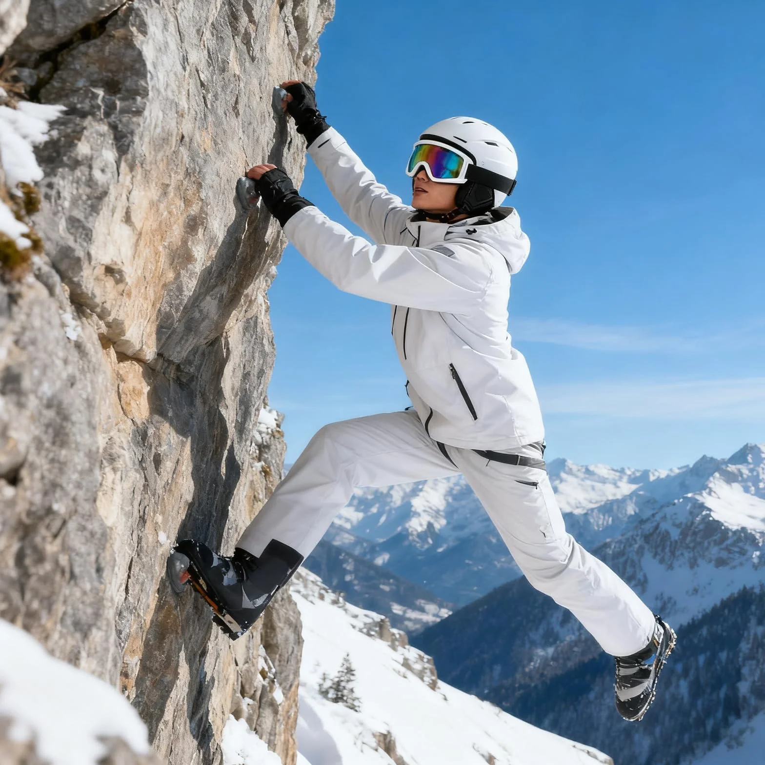 Lunettes de Ski Anti-Buée Anti-UV Réglables pour Homme Femme Snowboard Alpinisme Motoneige Randonnée Blanc