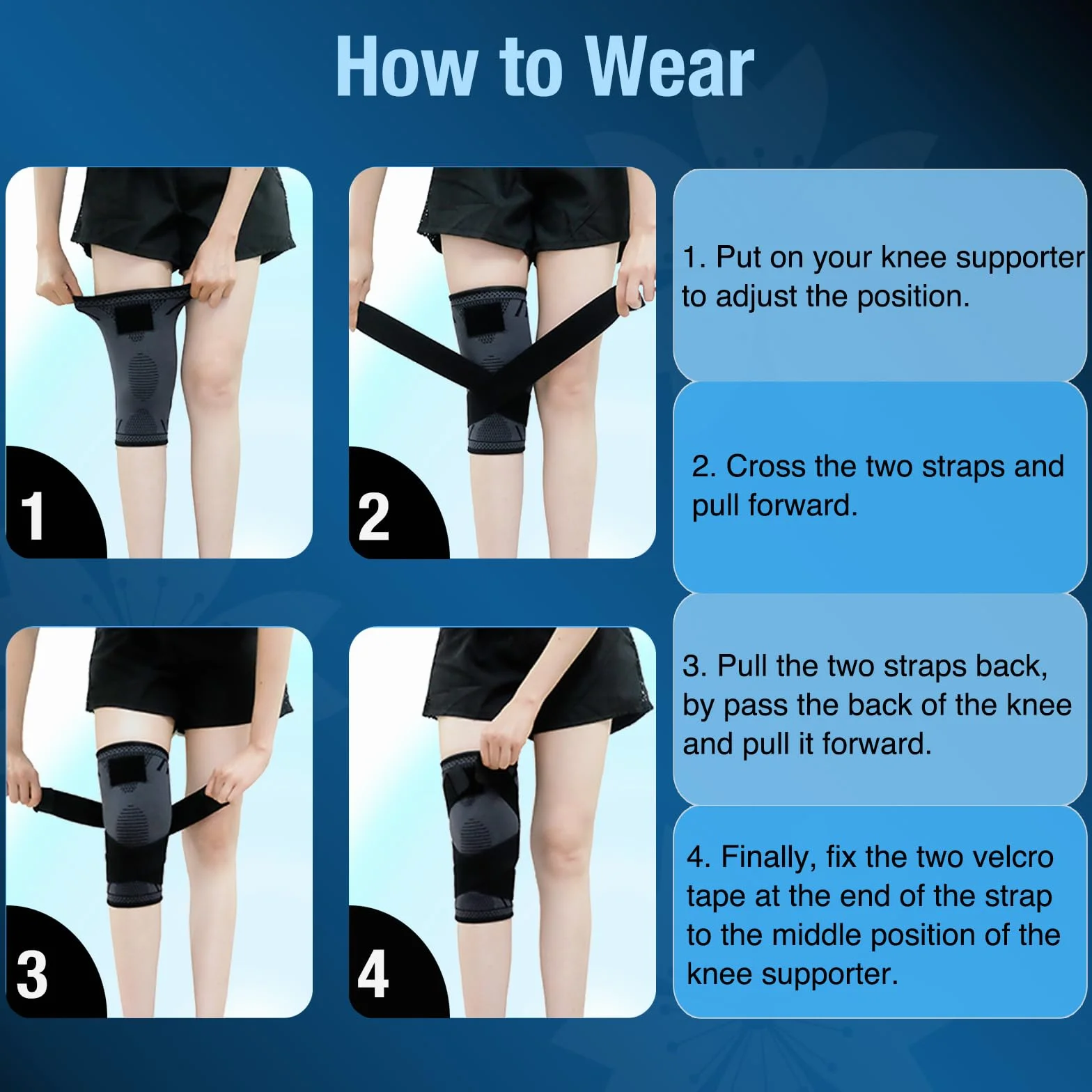 Genouillère Réglable (1 Paire) Genou Bandage Sport de Compression Élastique Mixte, Genouillère de Maintien Respirant et Antidérapant pour Basketball, Course, Gymnase K51B XL