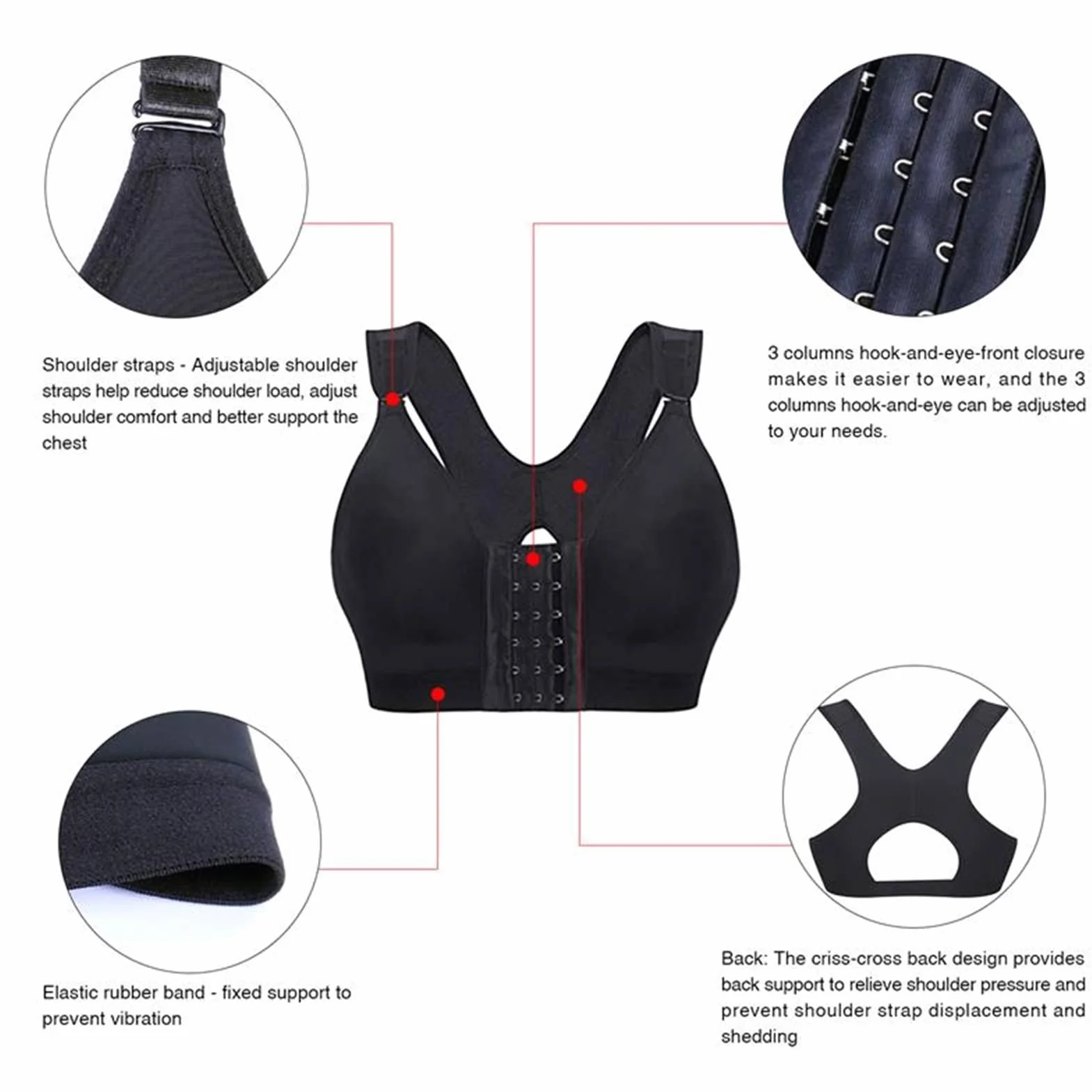 Soutien-gorge Gainant À Fermeture Frontale For Femmes Corset Ajustable Post-opératoire Post-partum Opération De Liposuccion