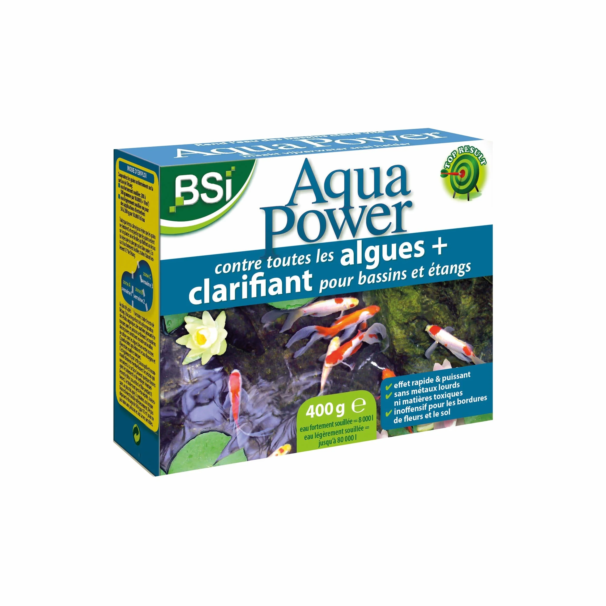 BSI Aqua Power Double Action Anti-Algues Clarifiant Liquide Pour Bassins Etangs 400 g