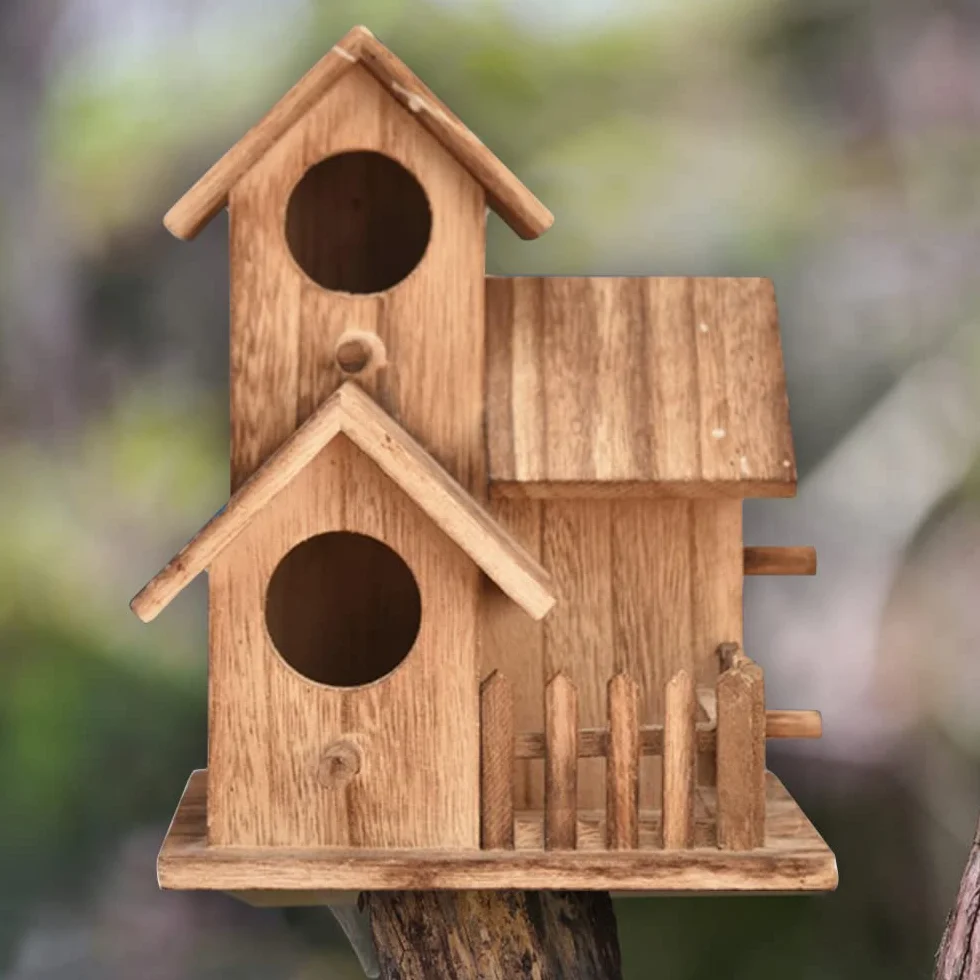 Nichoir Oiseaux Exterieur Original en Bois pour Mésange Bleue Suspendre Jardin