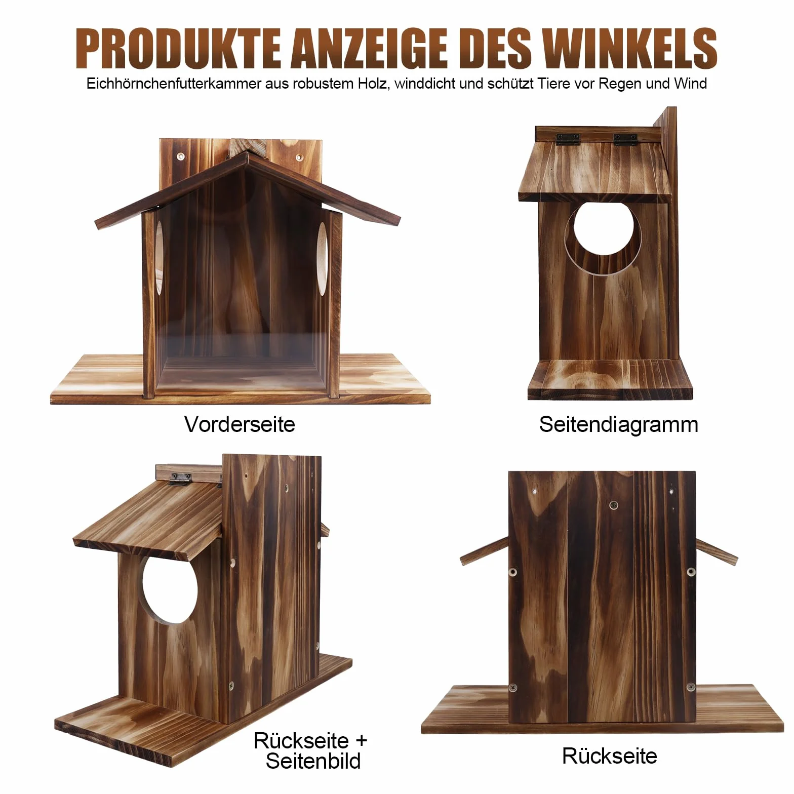 Mangeoire pour écureuils en bois résistant aux intempéries avec revêtement d'huile de lin