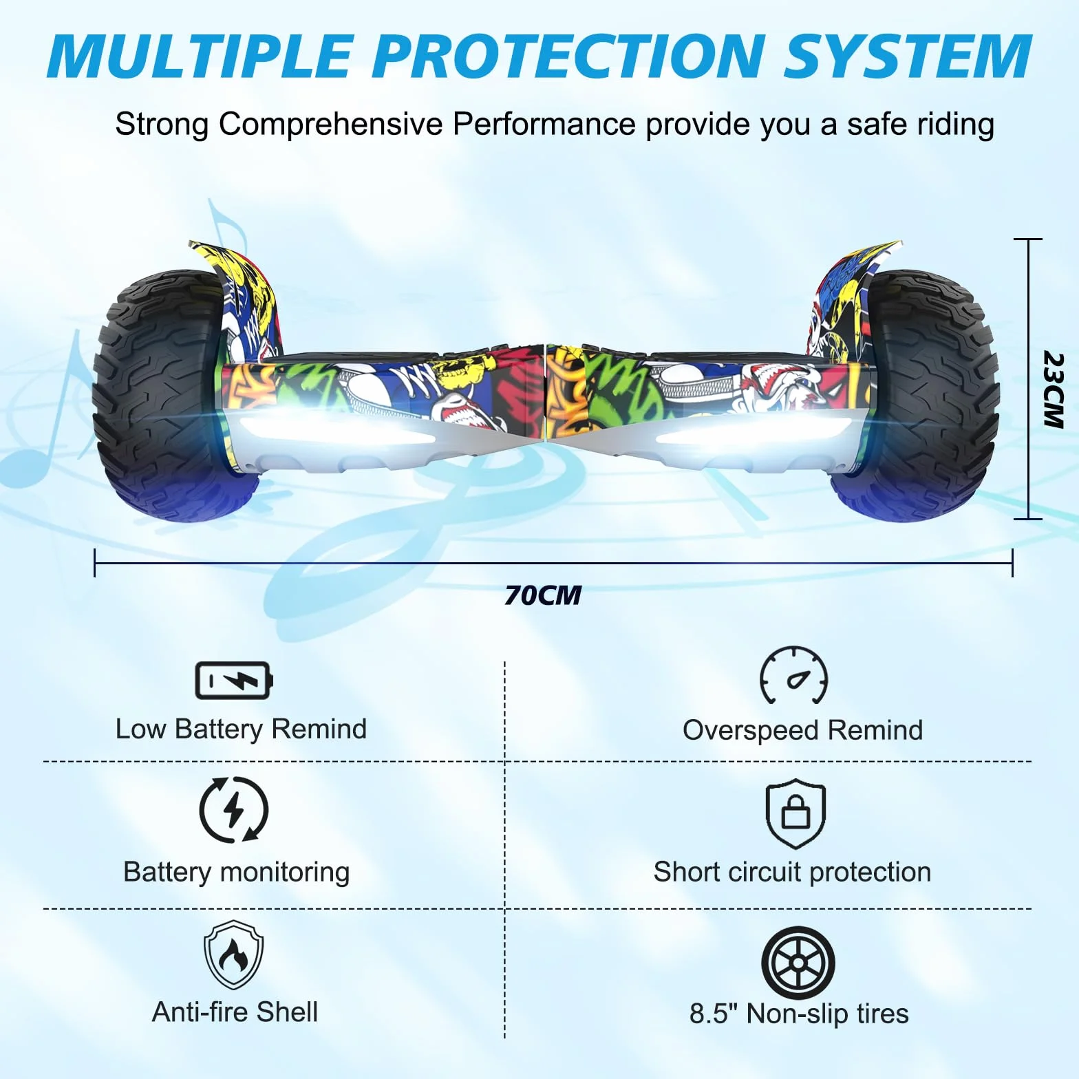 RCB Hoverboards SUV Auto-équilibré, APP contrôle Fonction, Hoverboard de 8,5 Pouces Bluetooth+ Hoverkart Go Kart，Cadeau pour Enfants et Adolescents
