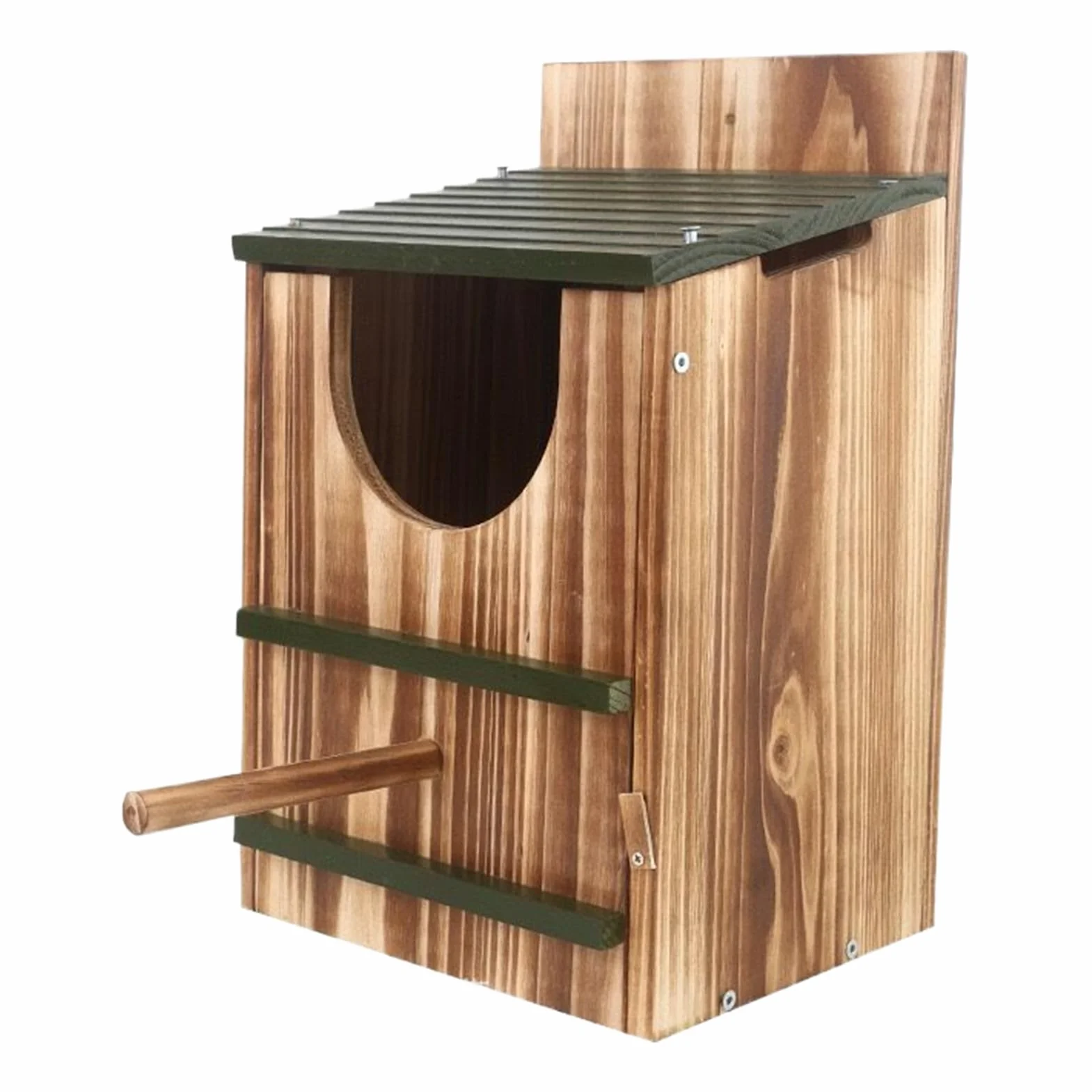Niche pour écureuils en bois carbonisé 14,5 x 12 x 8,6 pouces, habitat extérieur durable