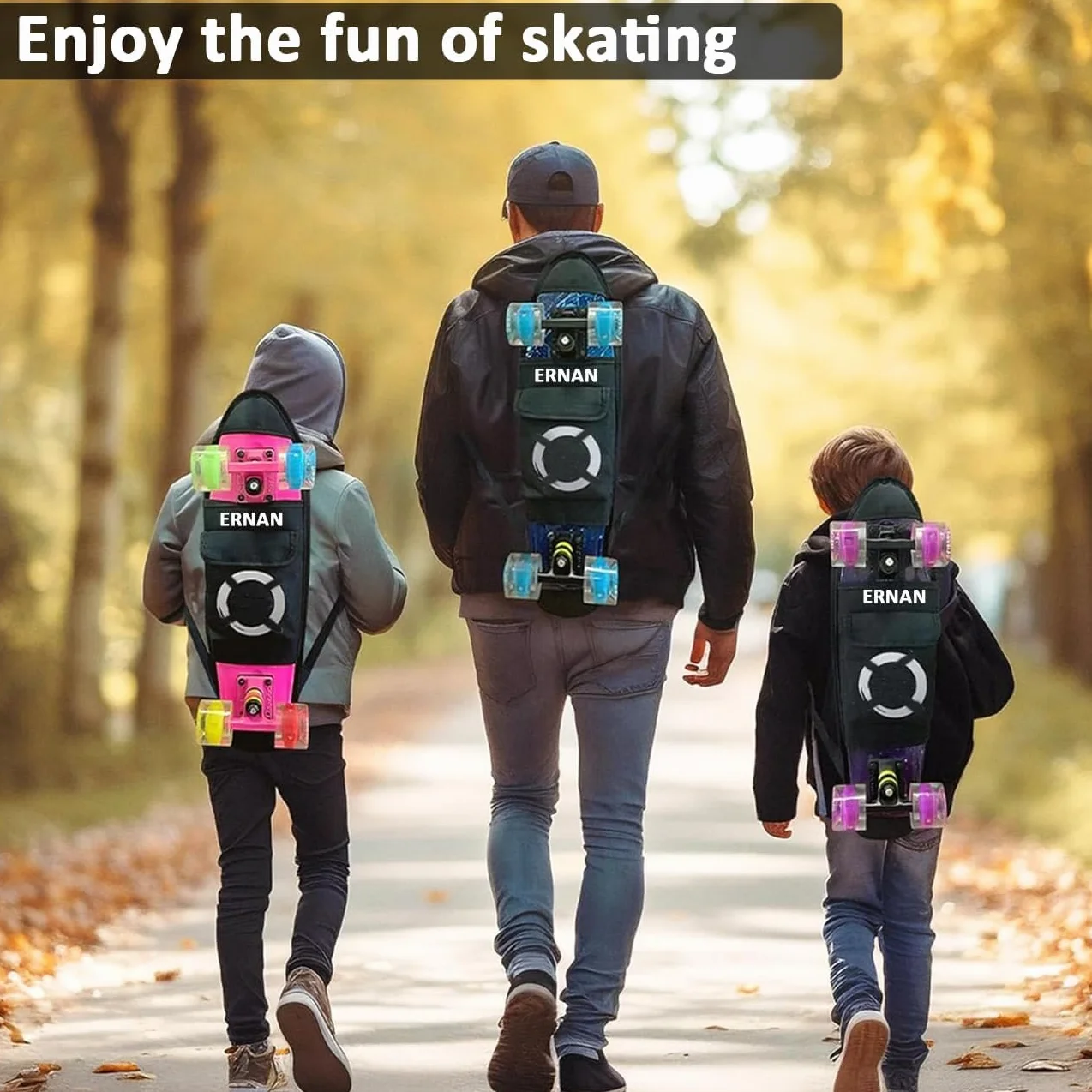 ERNAN Skateboard Complet Mini Cruiser pour Enfants 22"，Skateboard avec Roues LED pour Enfants Débutants Filles Garçons Adolescents Adultes (Deep Purple)