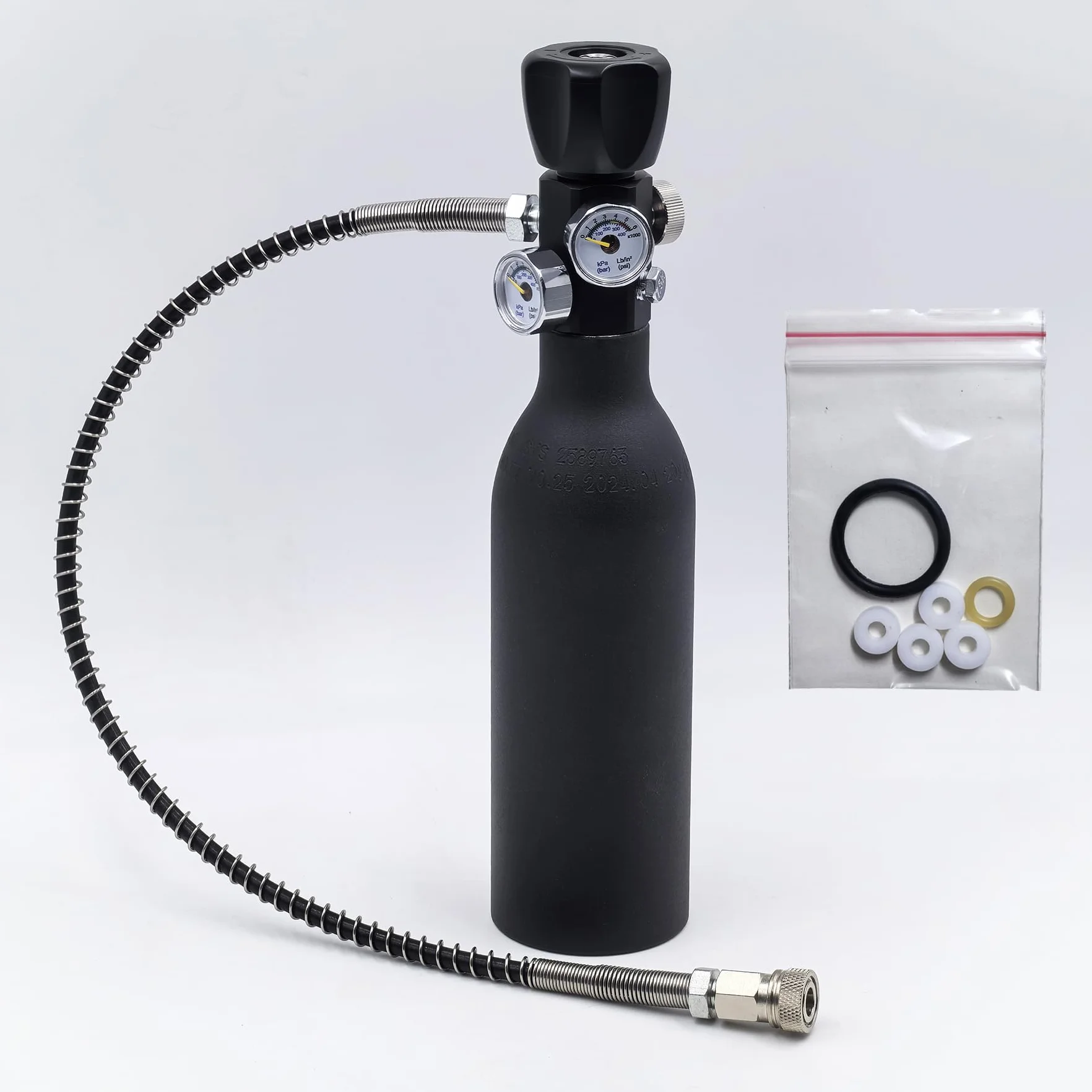 DRYHTEN Adaptateur de valve DIN 4500 psi / 300 bar tuyau 50 cm double jauge pour chargement Scuba Tank PCP