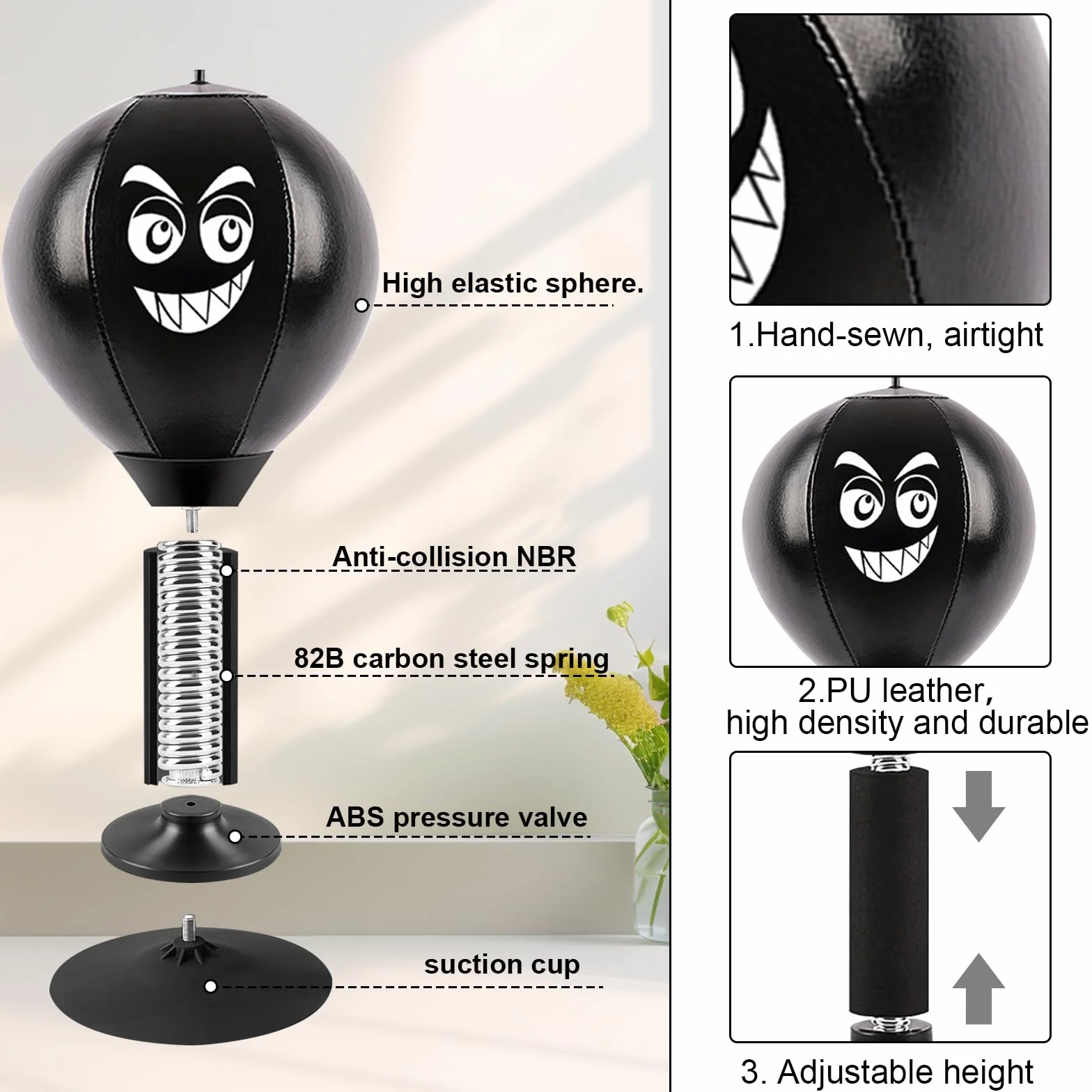 Punching-Ball de Bureau, Sac de Frappe de Bureau Autonome avec Ventouse, Rage Bag Sac de Frappe de Bureau Mini pour l’activité à la Maison et au Bureau pour réduire Le Stress