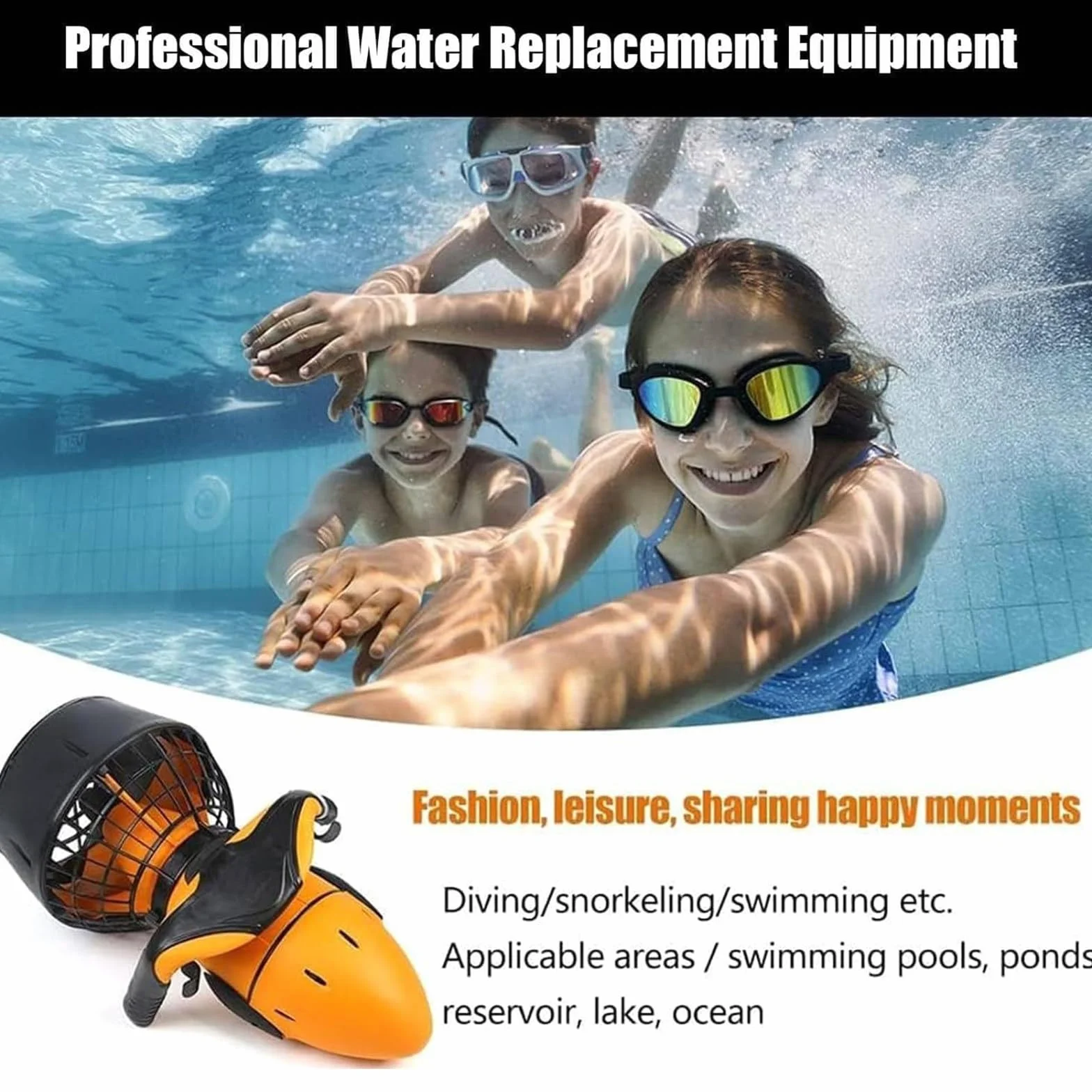 Scooter sous-Marin pour la Plongée, Scooter de mer, Scooter électrique à Hélice sous-Marine à Double Vitesse étanche 300 W Sports de Plein air Seascooters pour Adultes Nageant,1battery