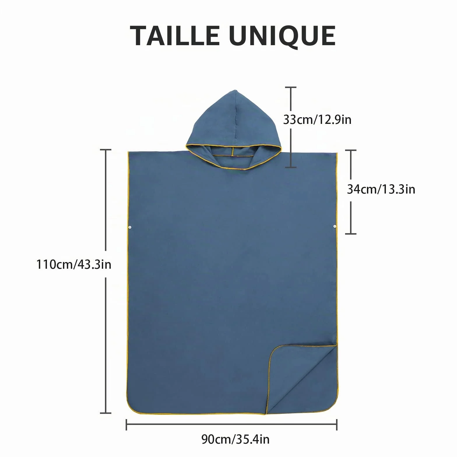 Mokani Peignoir à Langer Serviette en Microfibre Poncho de Surf avec Capuche pour Plage Surf Natation Plongée, Séchage Rapide & Léger, Convient aux Hommes Femmes Adultes (Bleu Foncé)